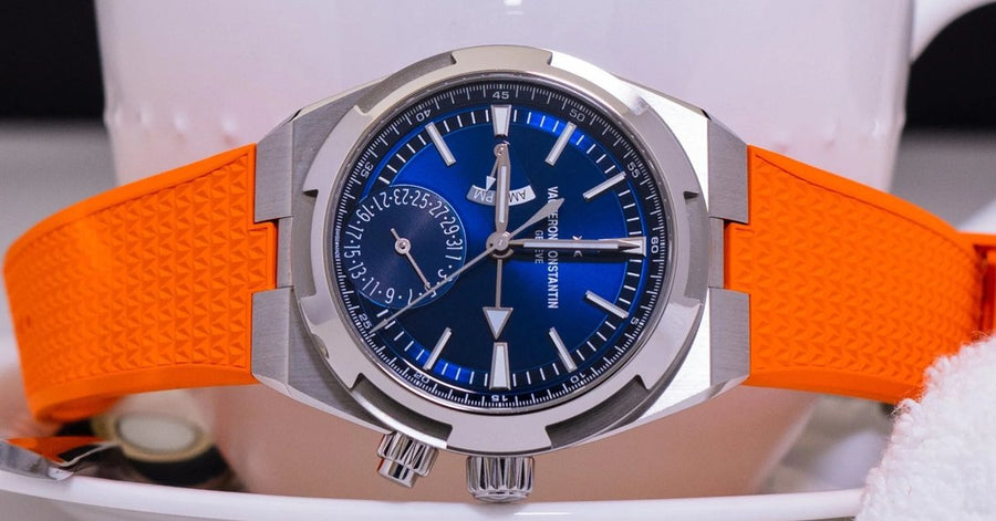 Vacheron Constantin Overseas with an orange rubber strap