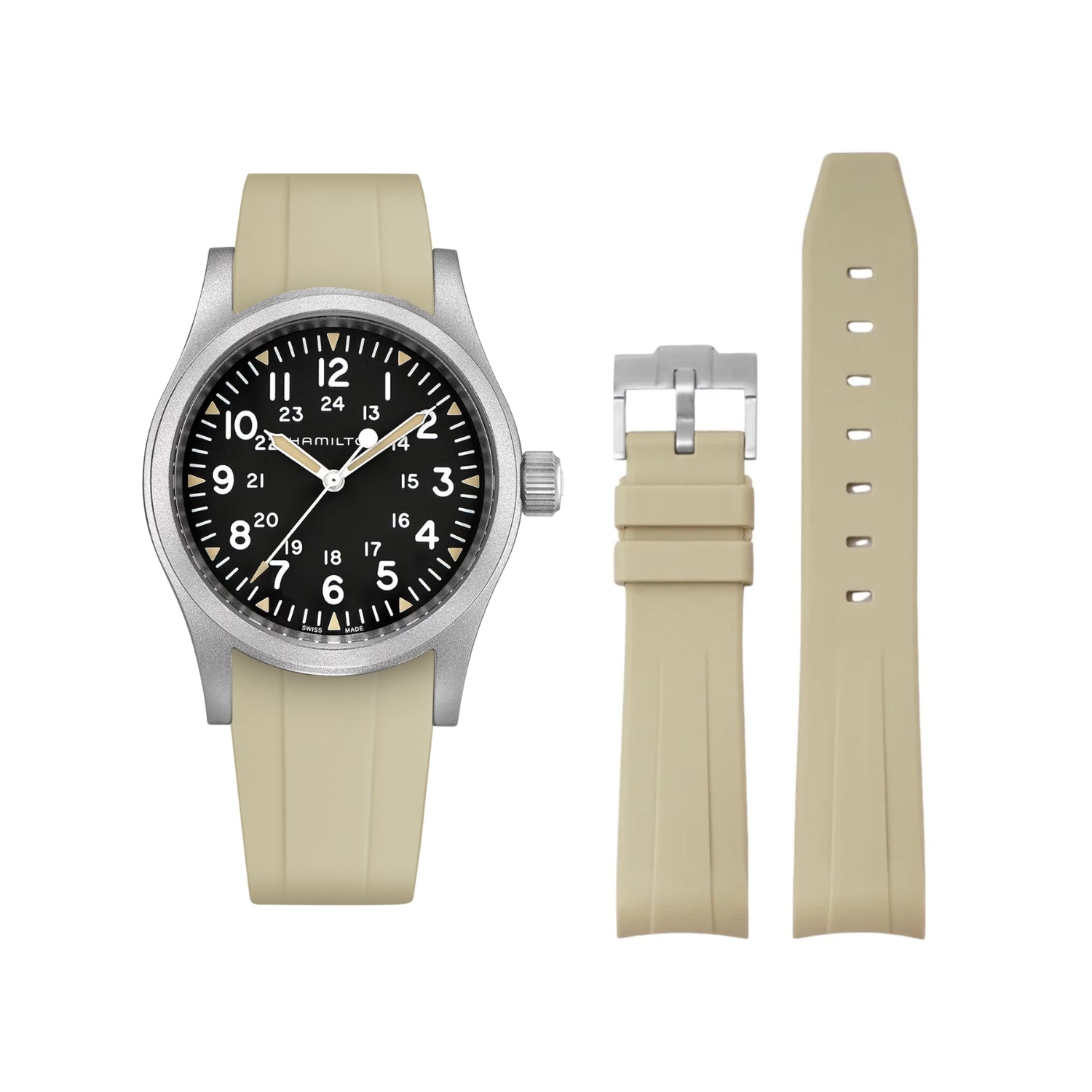 Rubber Strap – For Hamilton Khaki Field - Beige