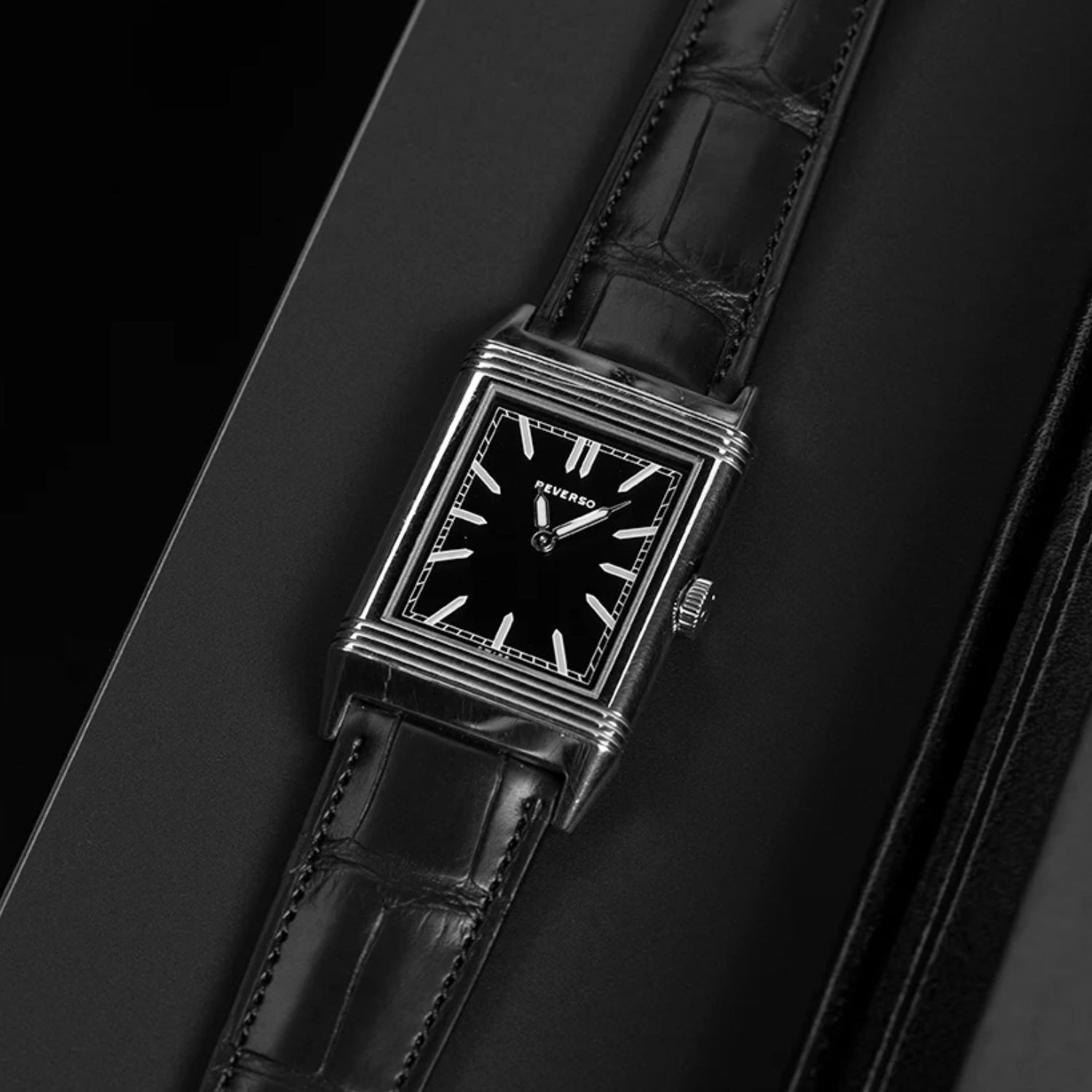 Alligator Leather Strap - Black - Alligator Pattern - Helvetus