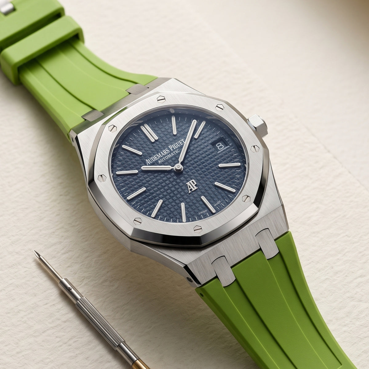 Correa de caucho - Para todos los Audemars Piguet Royal Oak de 39mm - Verde lima