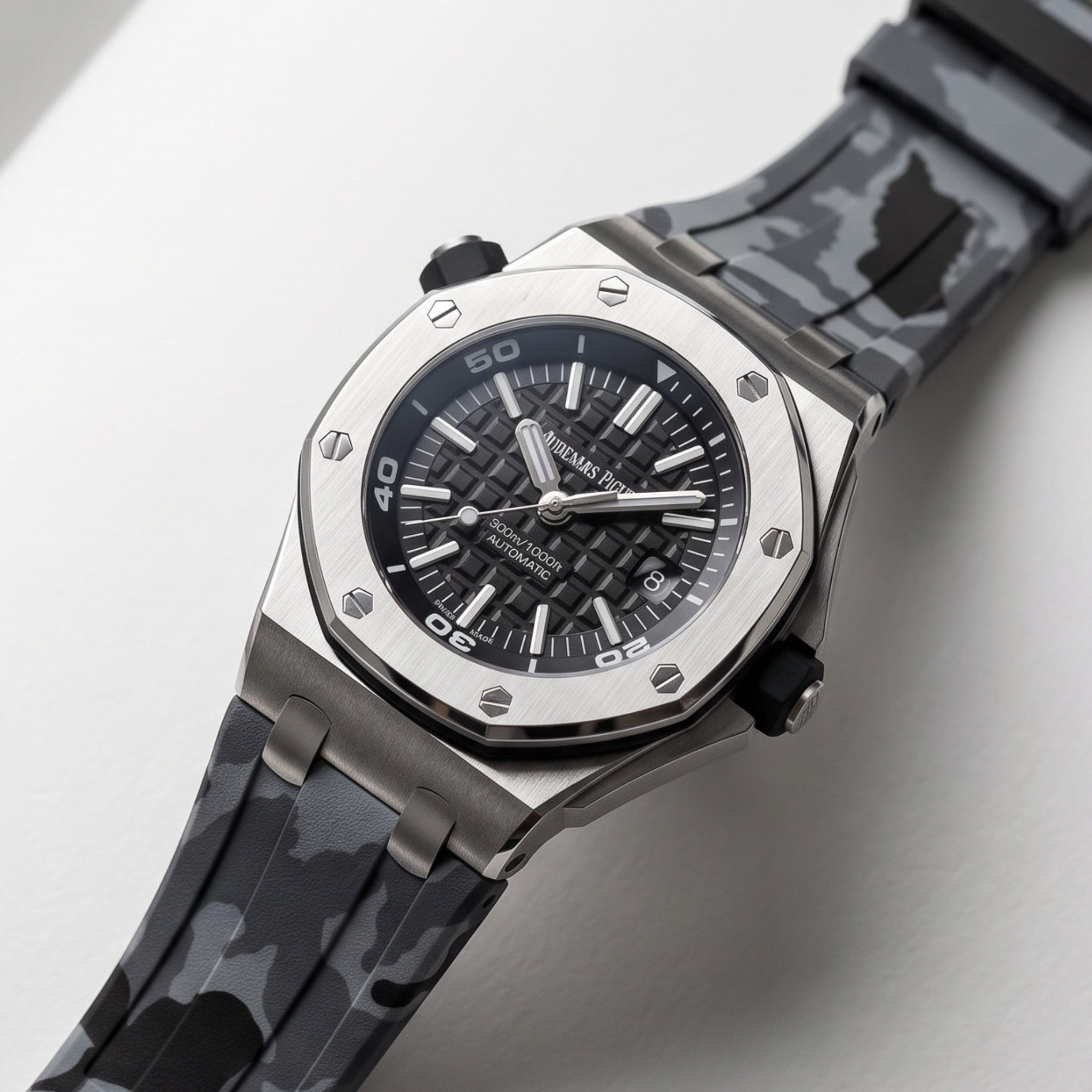 Correa de caucho - Para todos los Audemars Piguet Offshore Diver - Camuflaje gris