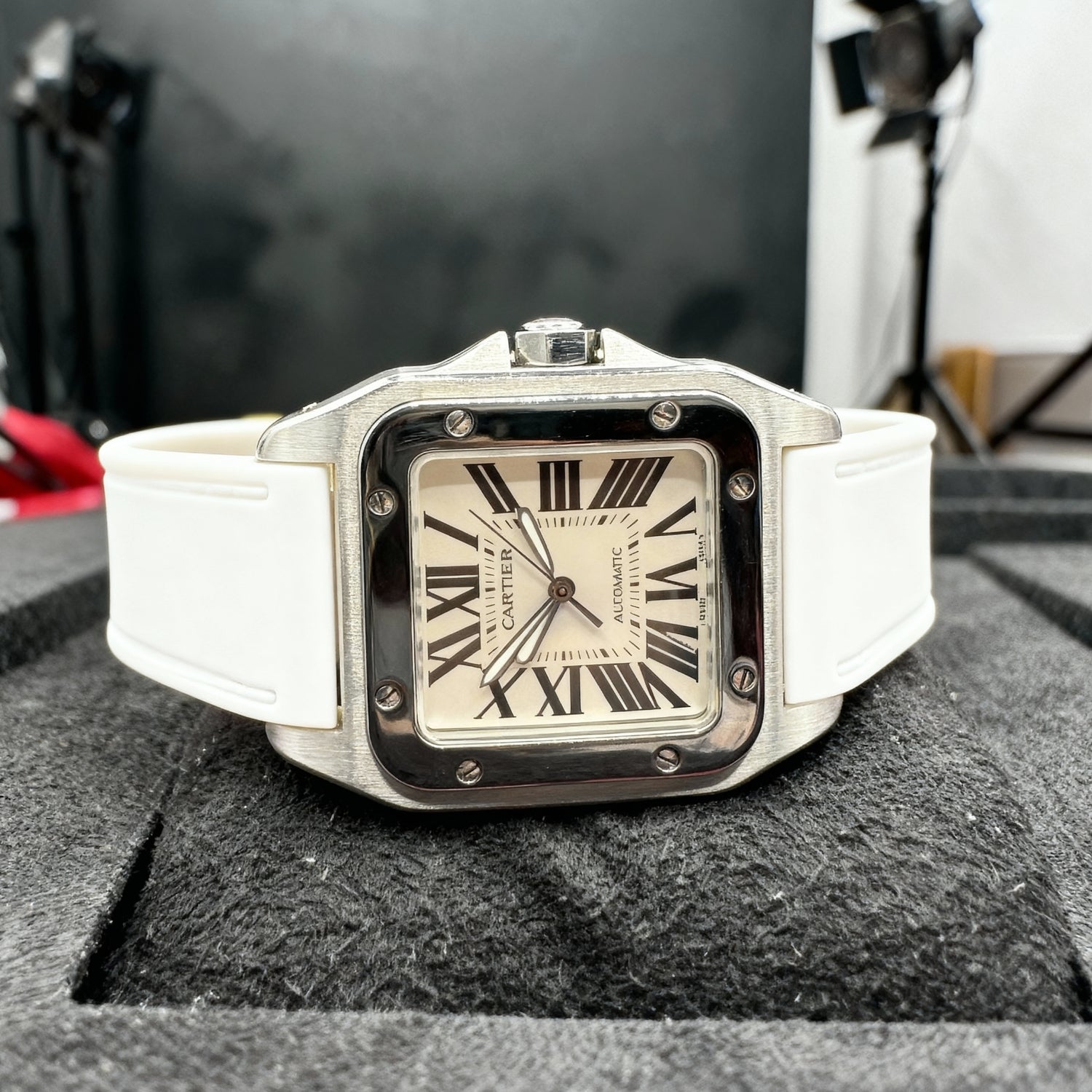 Cartier Santos 100 Rubber Strap - White - Helvetus