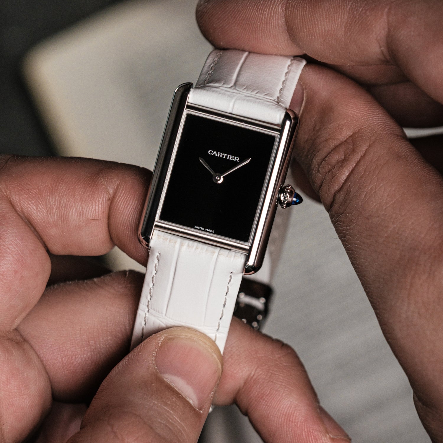 Leather Strap for Cartier Tank / Tank Solo / Tank Must – White