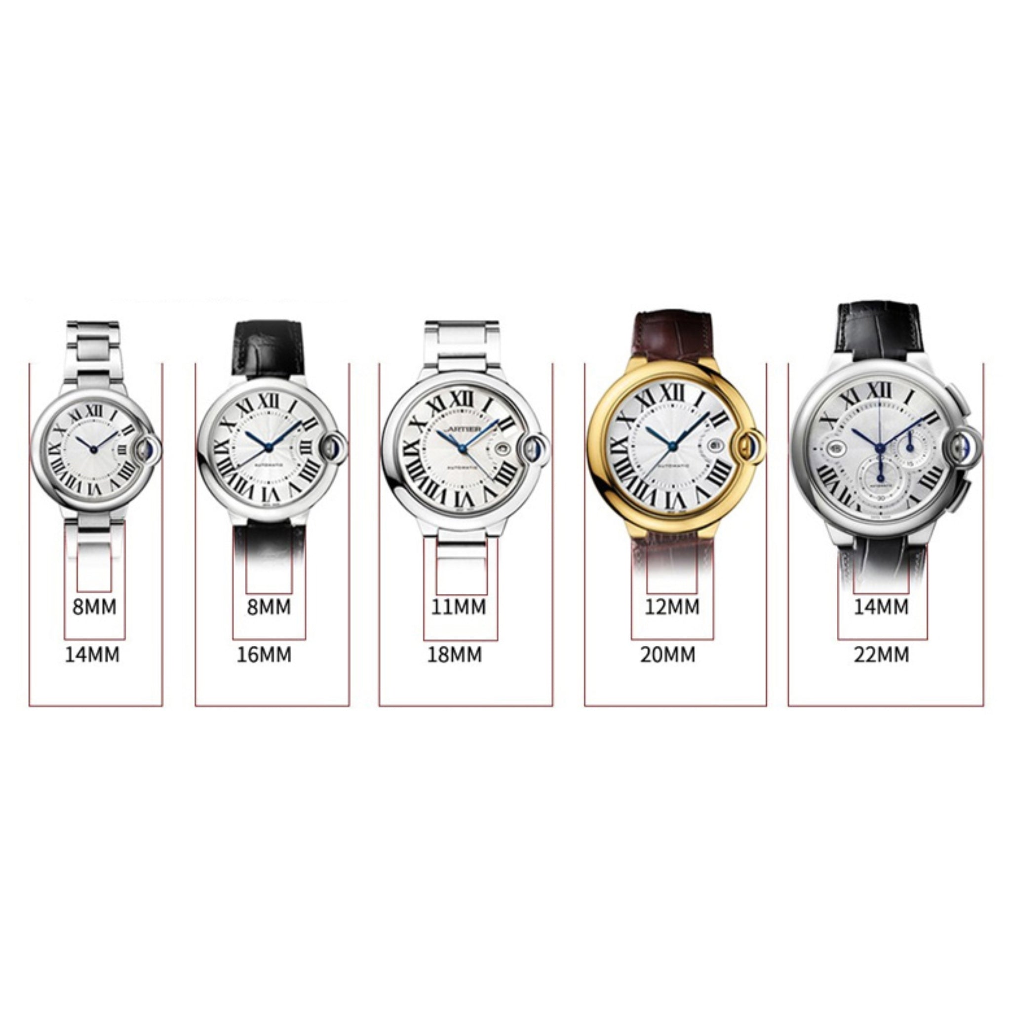 Crocodile Strap - For Cartier Ballon Bleu - Black - Helvetus