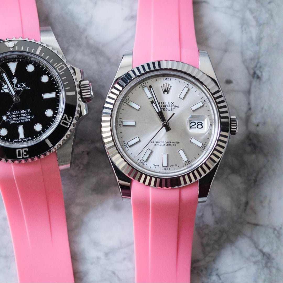 Deployant Rubber Strap - For Rolex Datejust 41mm - Pink - Helvetus