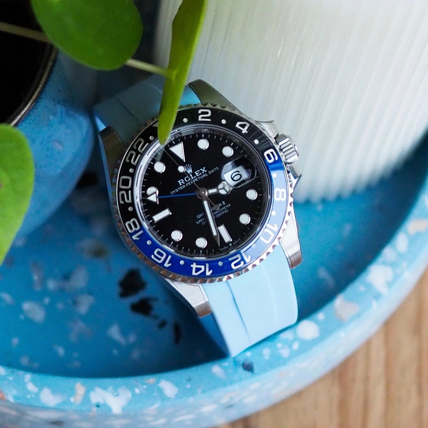 Deployant Rubber Strap - For Rolex GMT - Master II - Baby Blue - Helvetus
