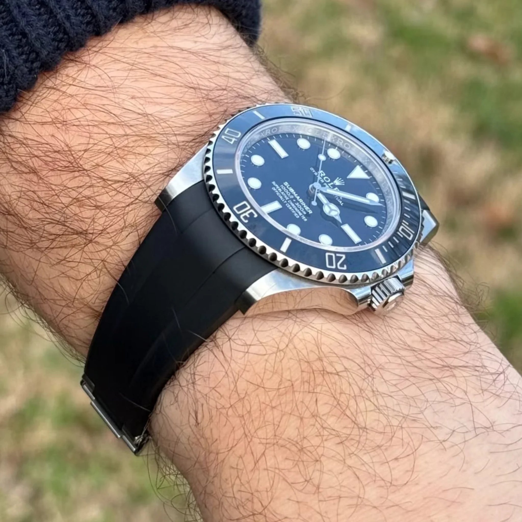 Deployant Rubber Strap - For Rolex Submariner - Black - Helvetus