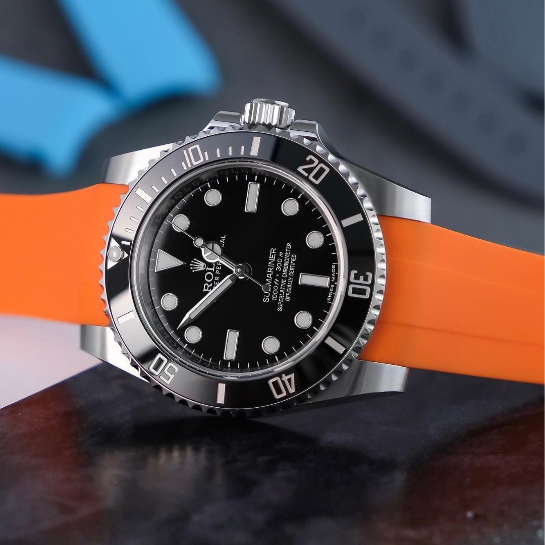 Deployant Rubber Strap - For Rolex Submariner - Orange - Helvetus