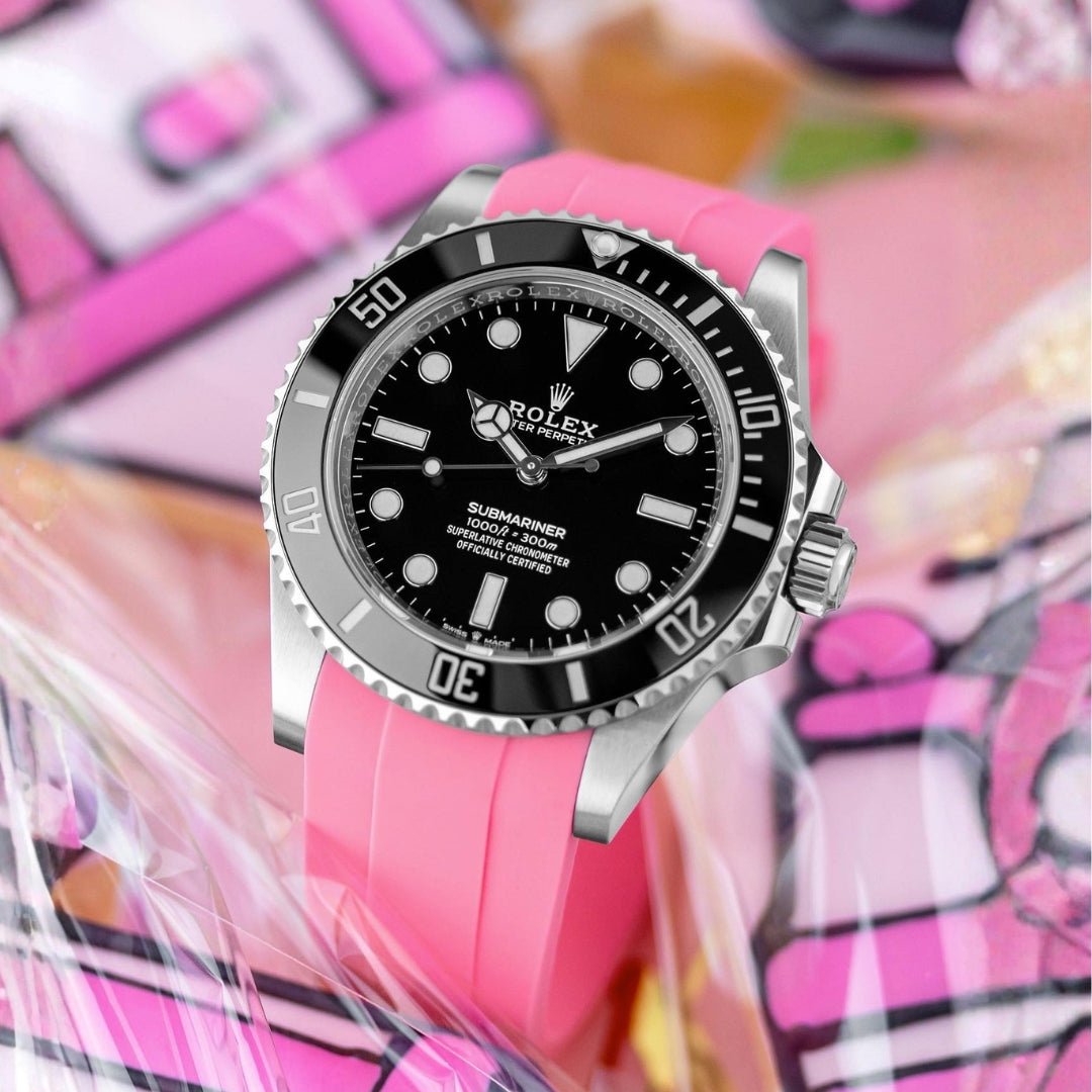 Deployant Rubber Strap - For Rolex Submariner - Pink - Helvetus