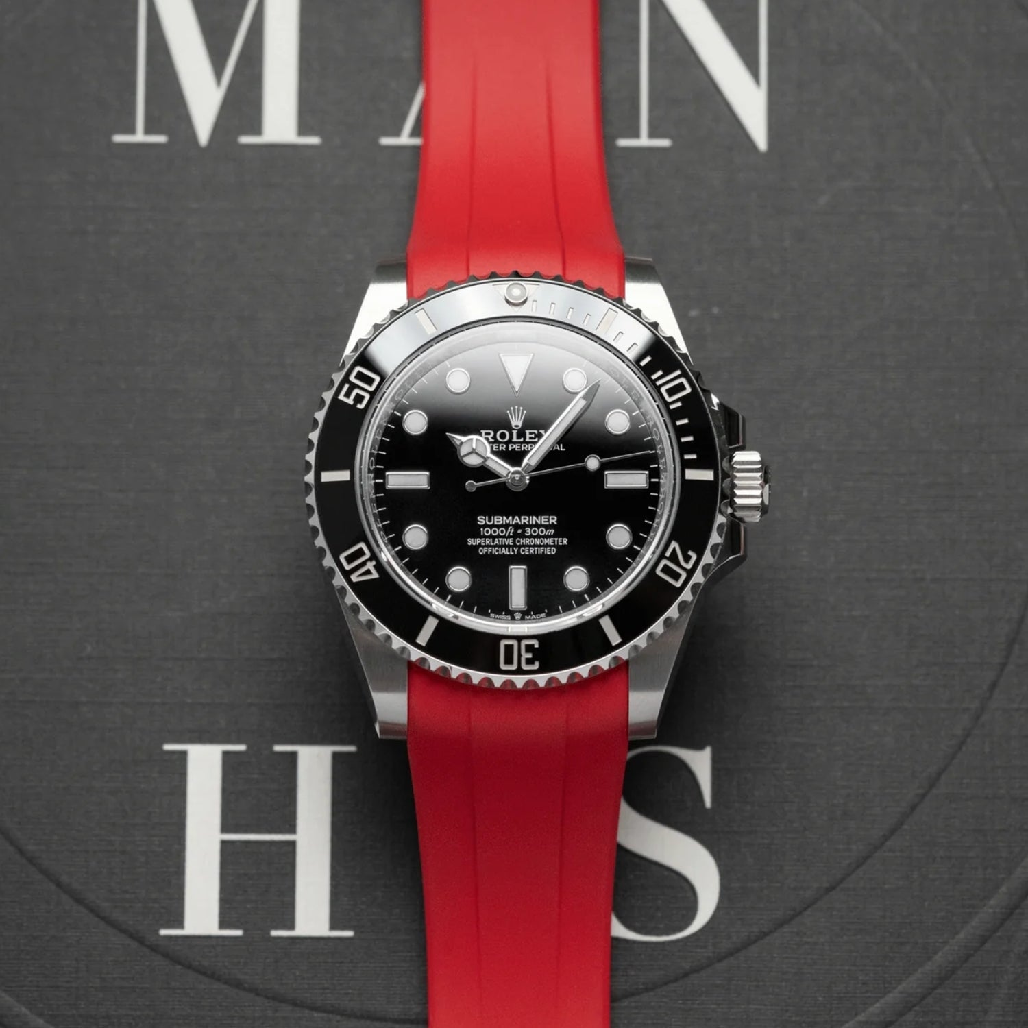 Deployant Rubber Strap - For Rolex Submariner - Red - Helvetus