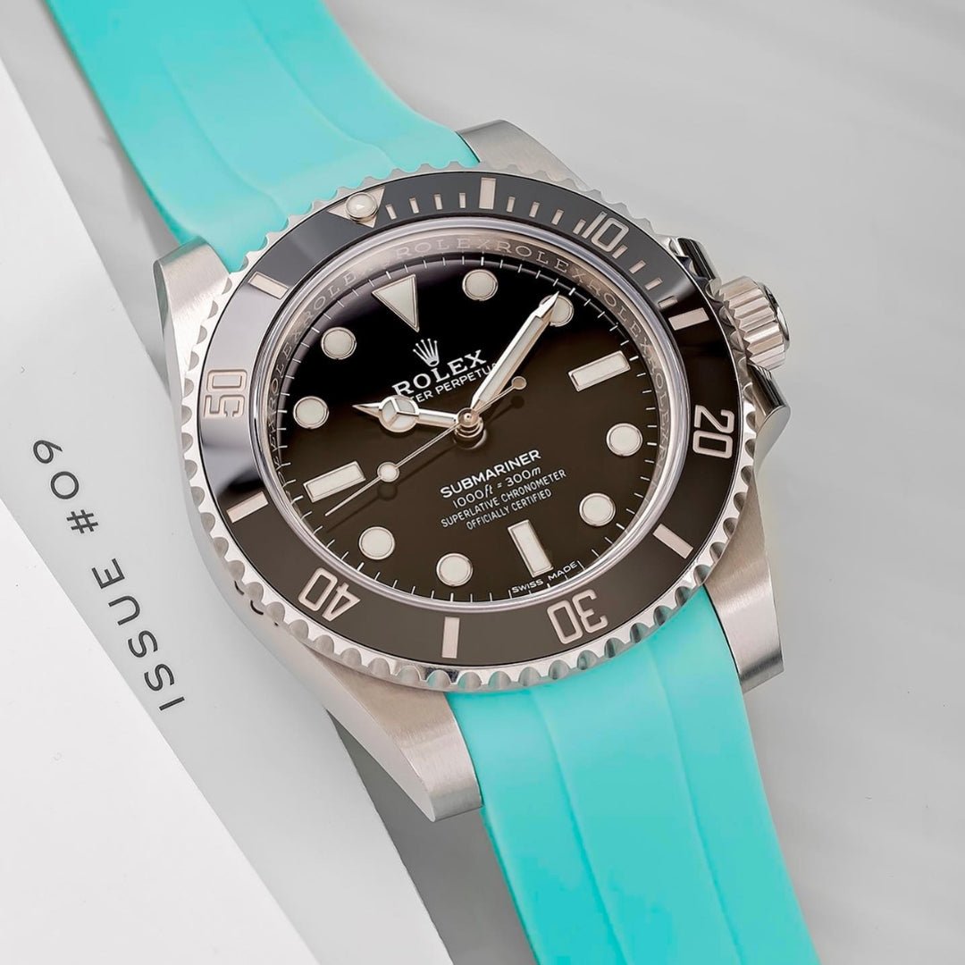 Deployant Rubber Strap - For Rolex Submariner - Turquoise - Helvetus