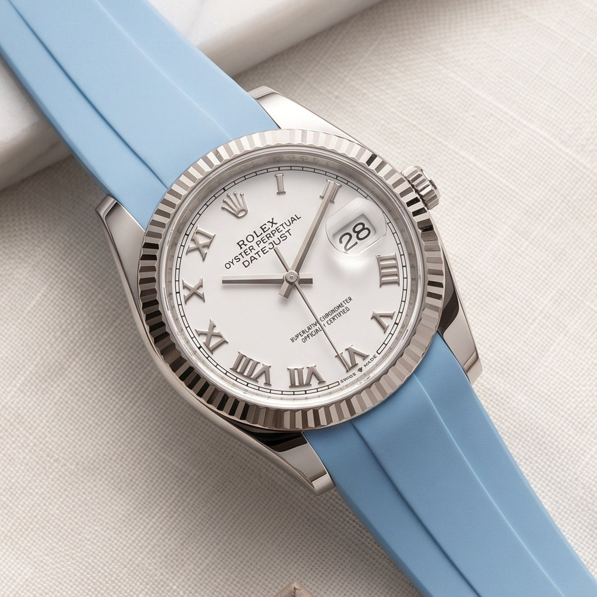 Deployant Strap - For Rolex Datejust 36 - Baby Blue - Helvetus