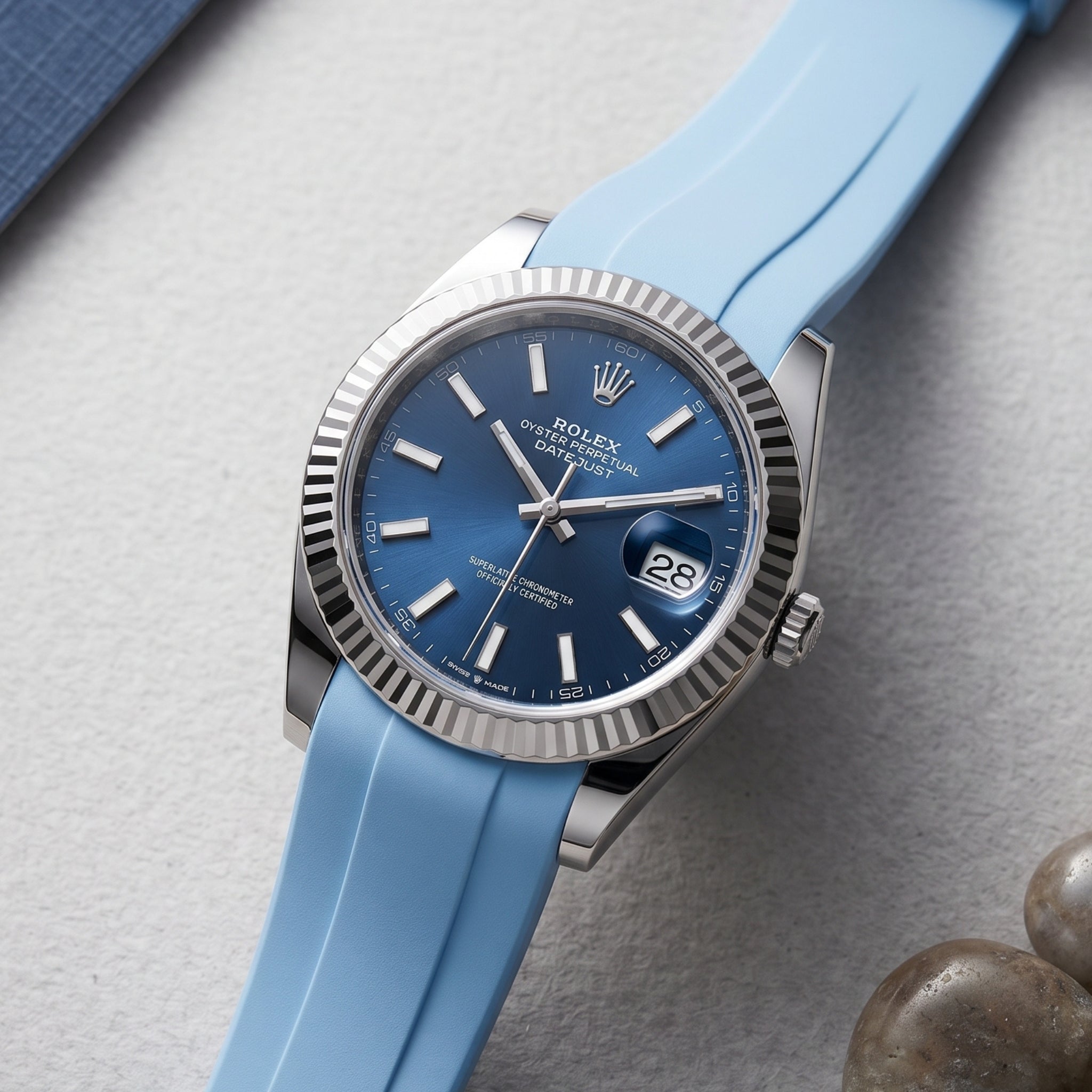 Deployant Strap - For Rolex Datejust 41mm - Baby Blue - Helvetus