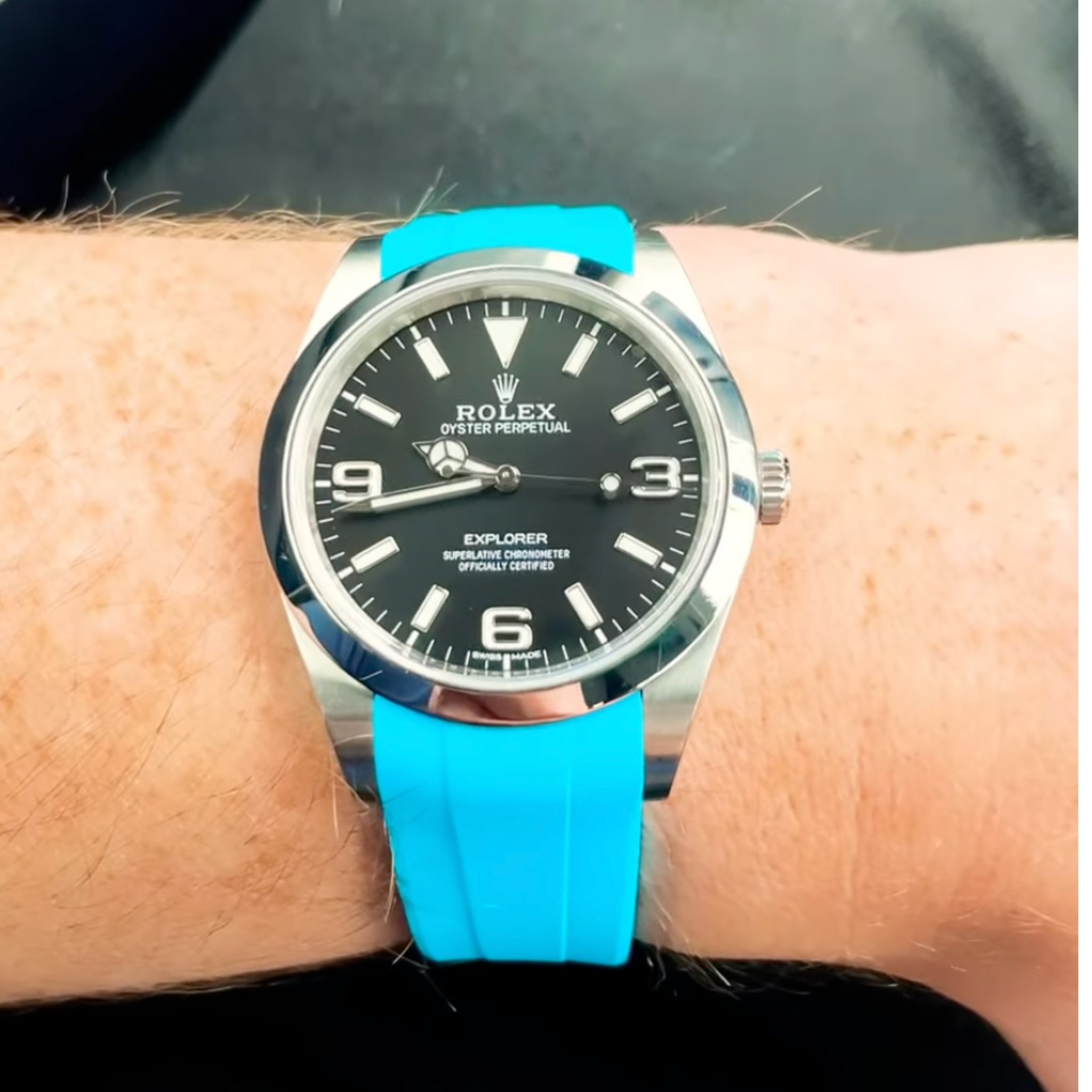 Deployant Strap - For Rolex Explorer I - Light Blue - Helvetus