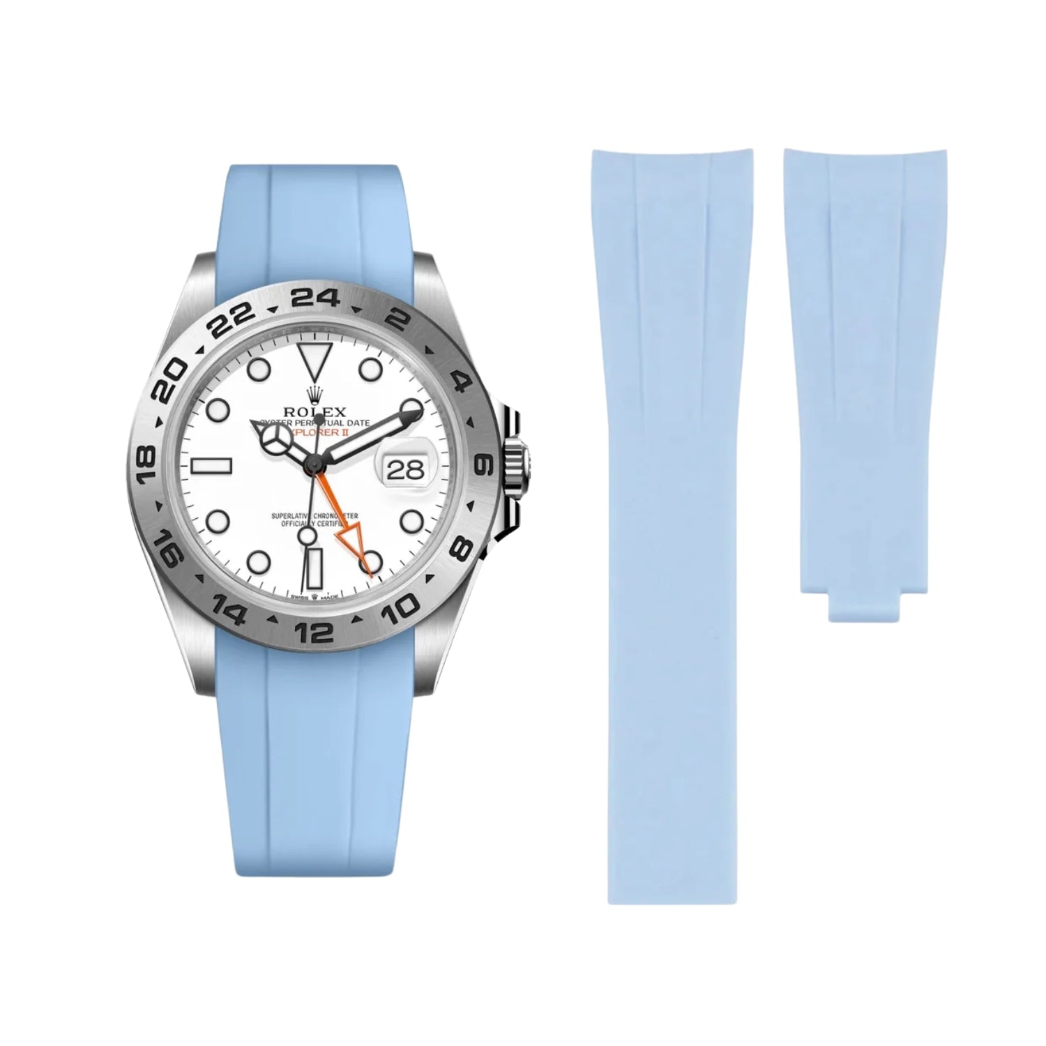 Deployant Strap - For Rolex Explorer II - Baby Blue - Helvetus
