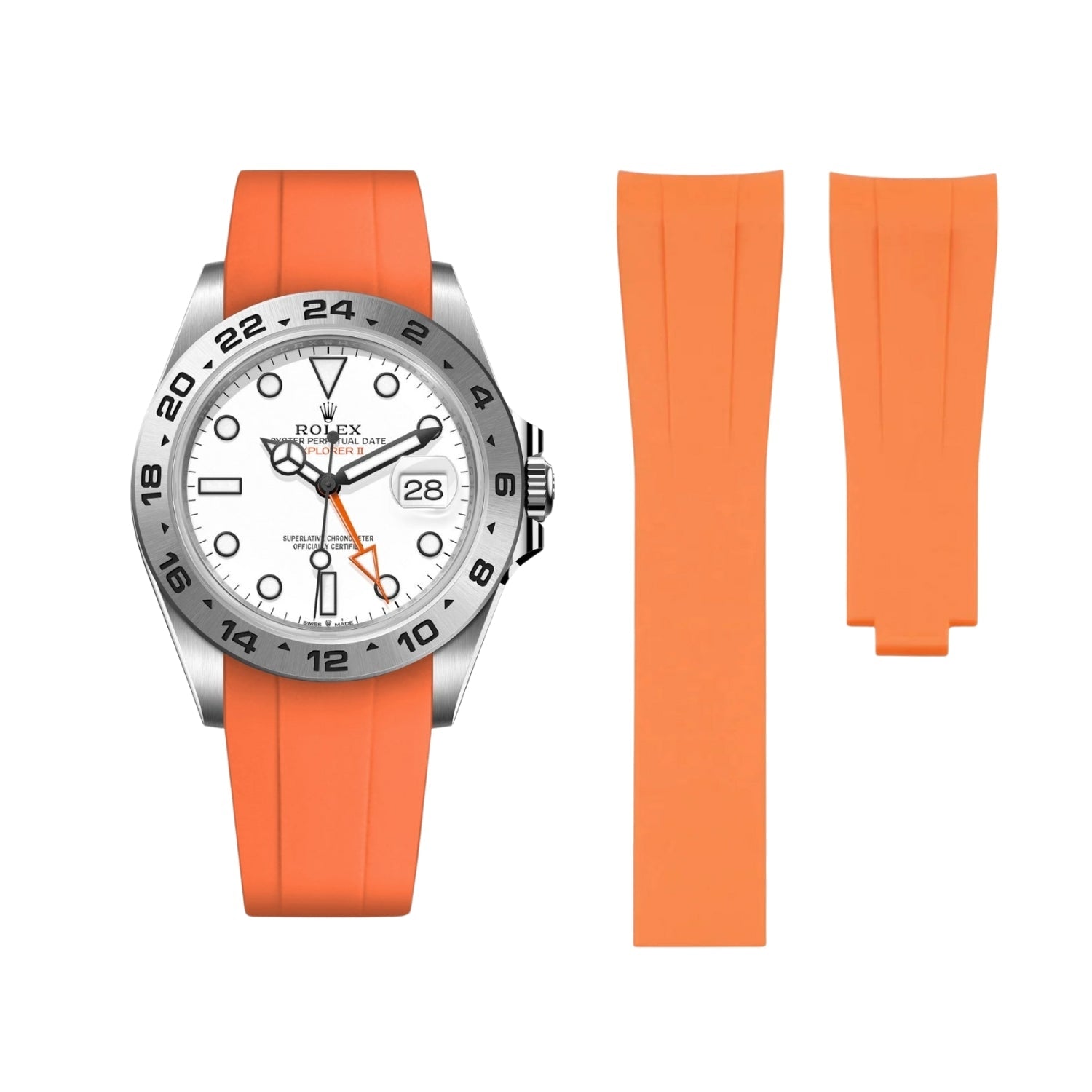 Orange Strap for Rolex Explorer II Helvetus® Switzerland