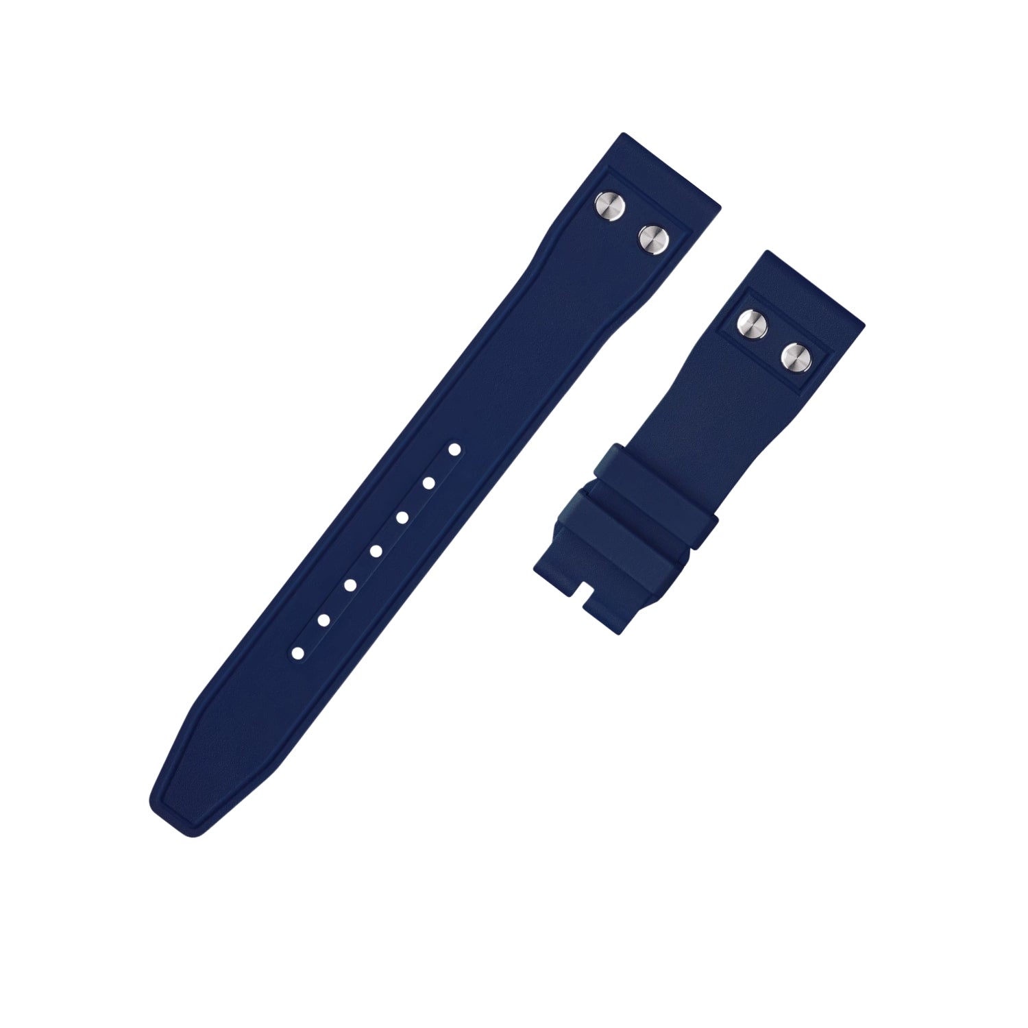 FKM Rubber Strap - For IWC Portugieser/Aquatimer/All Pilot Models/Portugieser/Portofino - Navy Blue - With Rivets - Helvetus