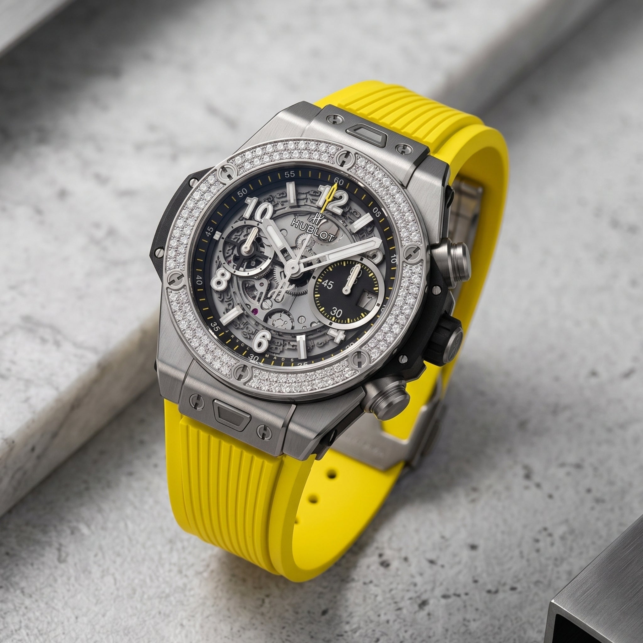 Hublot Big Bang Unico Click Strap in Rubber - Yellow - Helvetus