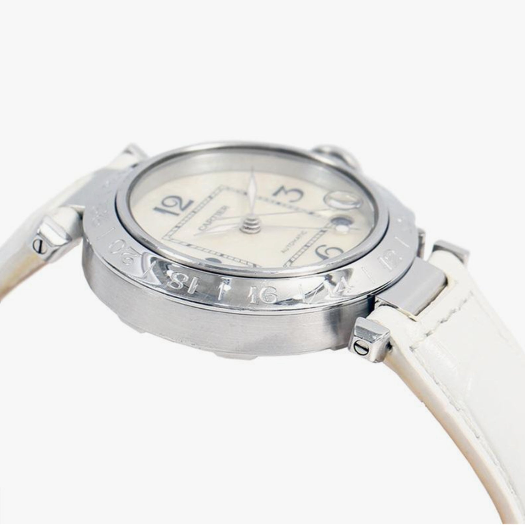 Leather Strap - For Cartier Pasha - White - Helvetus