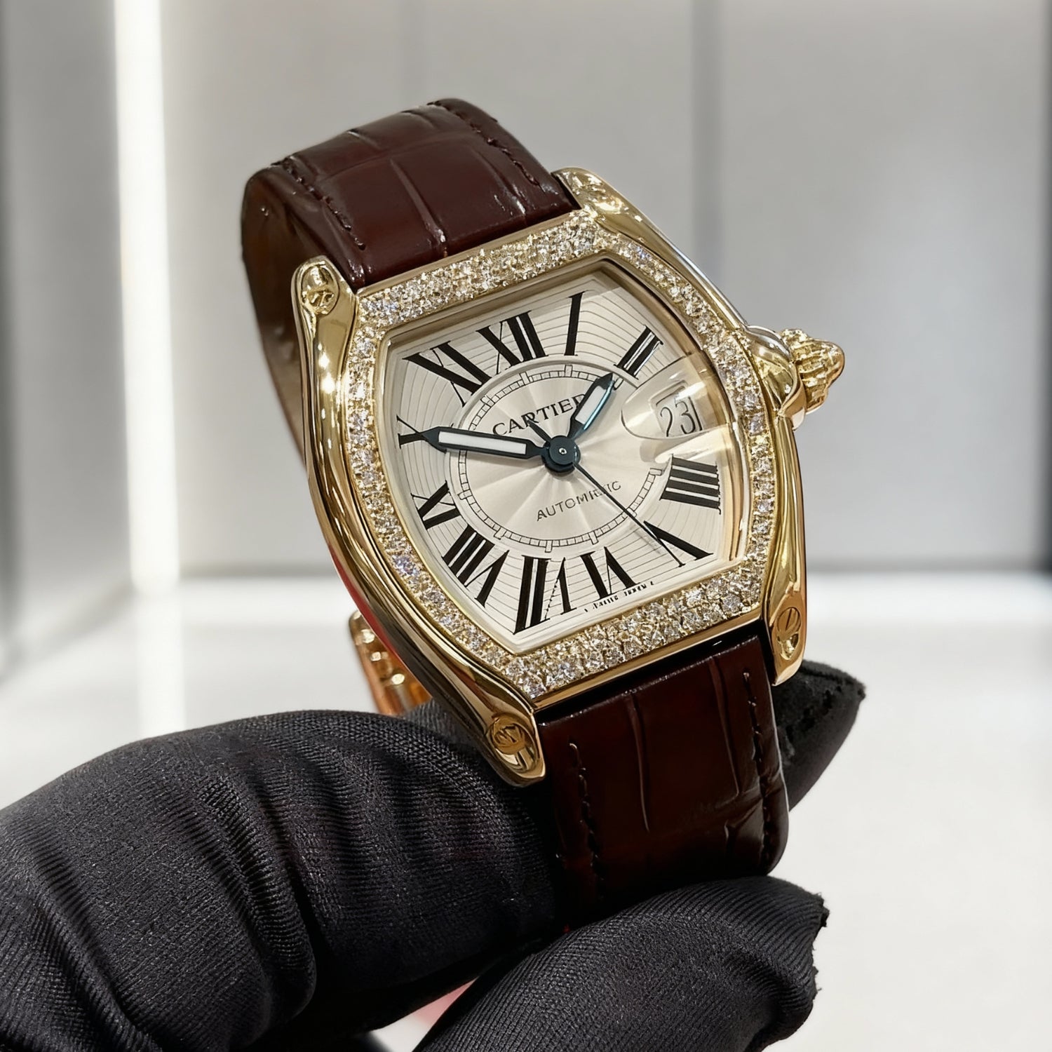 Leather Strap - For Cartier Roadster - Brown - Helvetus