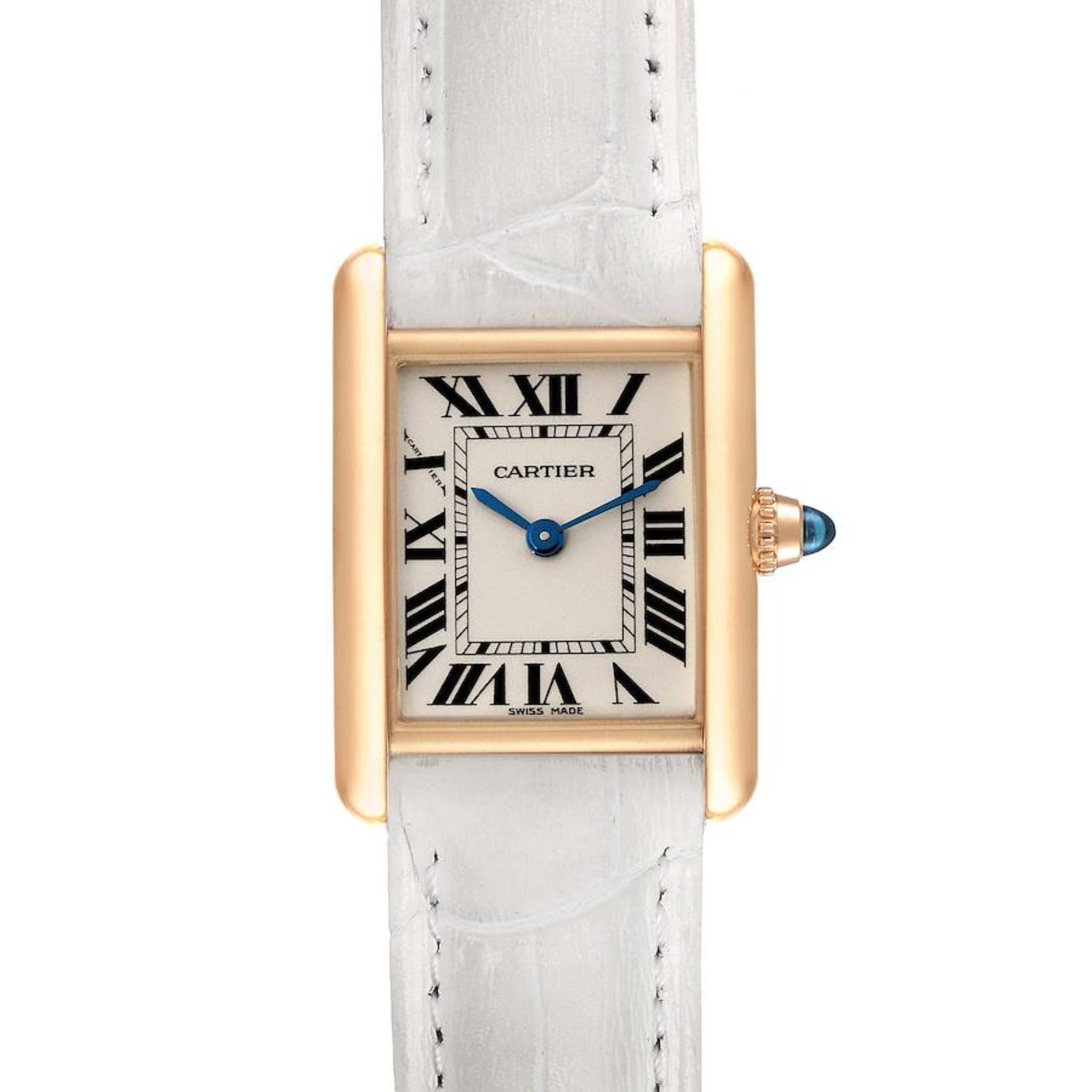 Leather Strap - For Cartier Tank - White - Helvetus