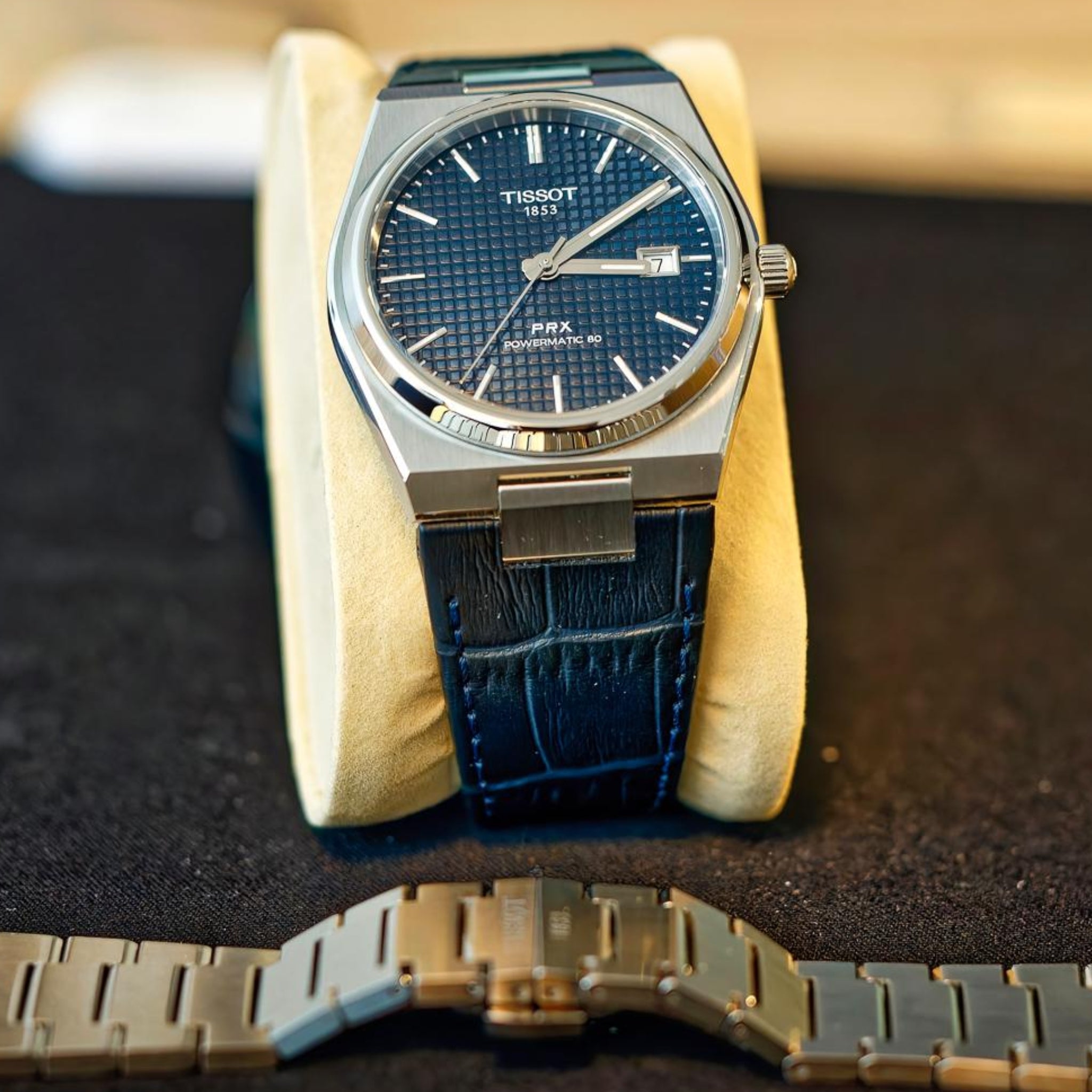 Leather Strap for Tissot PRX - Classic Blue - Helvetus