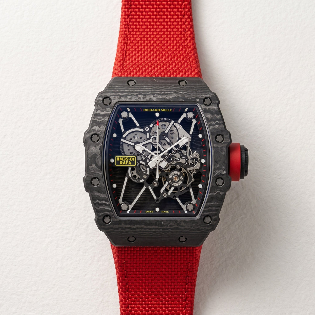 Nylon Strap - For Richard Mille RM011 | RM11-01 | RM11-02 | RM11-03 | RM11-04 | RM11-05 | RM47 | RM50 | RM52 | RM53-01 | RM57 | RM65 | RM69 - Red - Helvetus