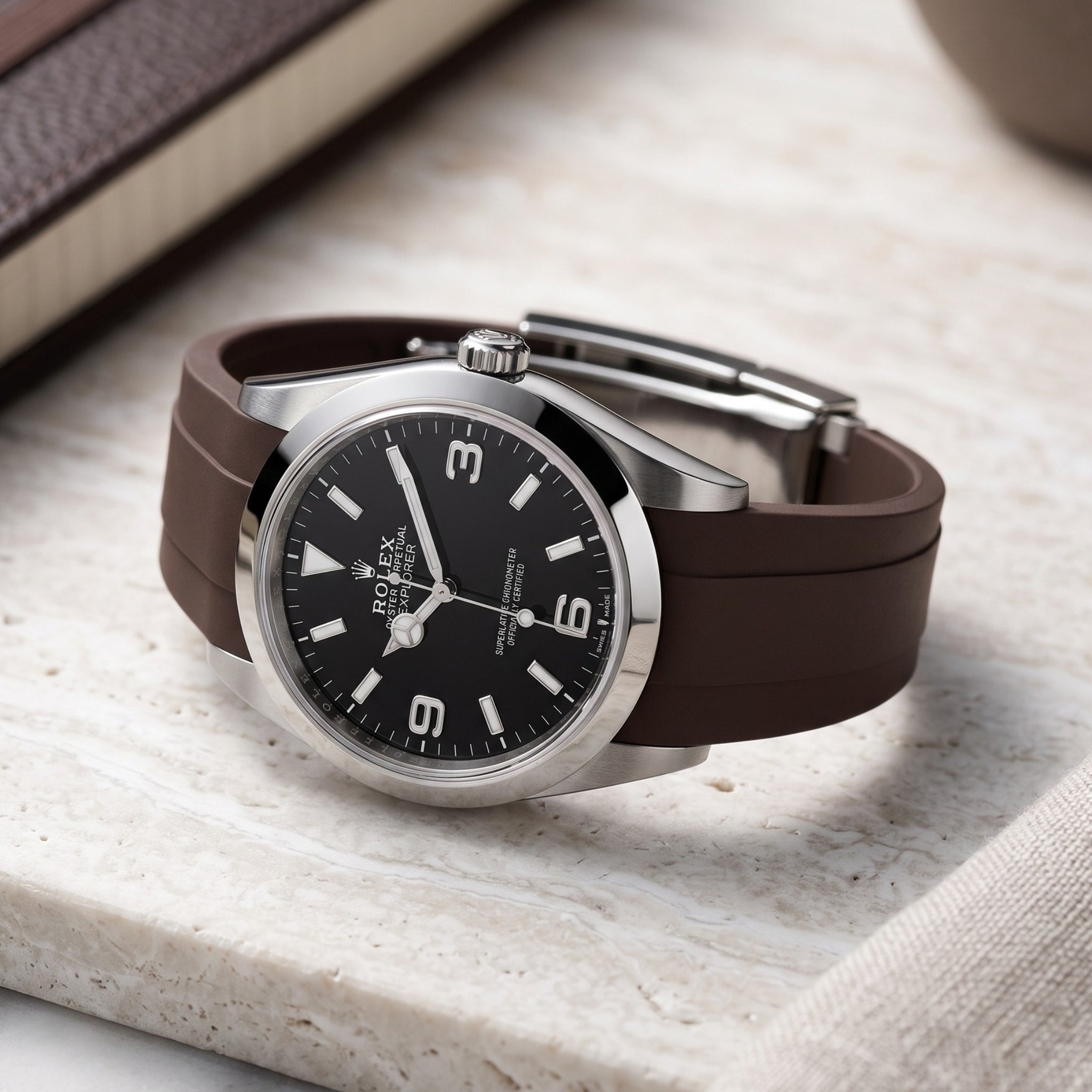 Deployant Strap - For Rolex Explorer I - Brown