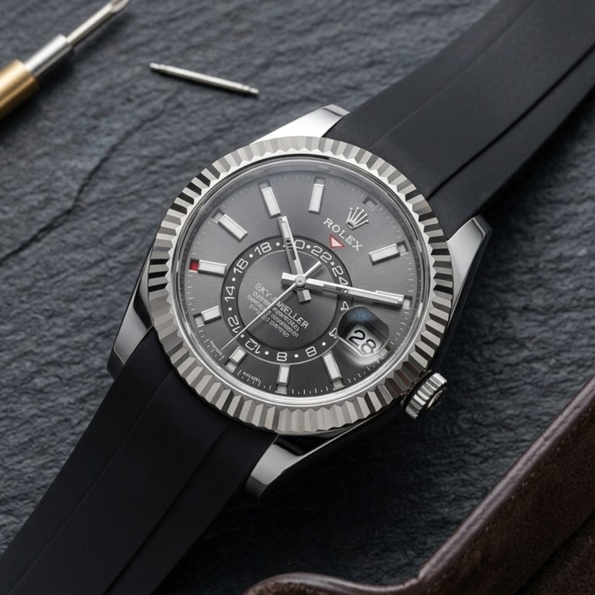 Correa de caucho - Para Rolex Sky-Dweller - Negro