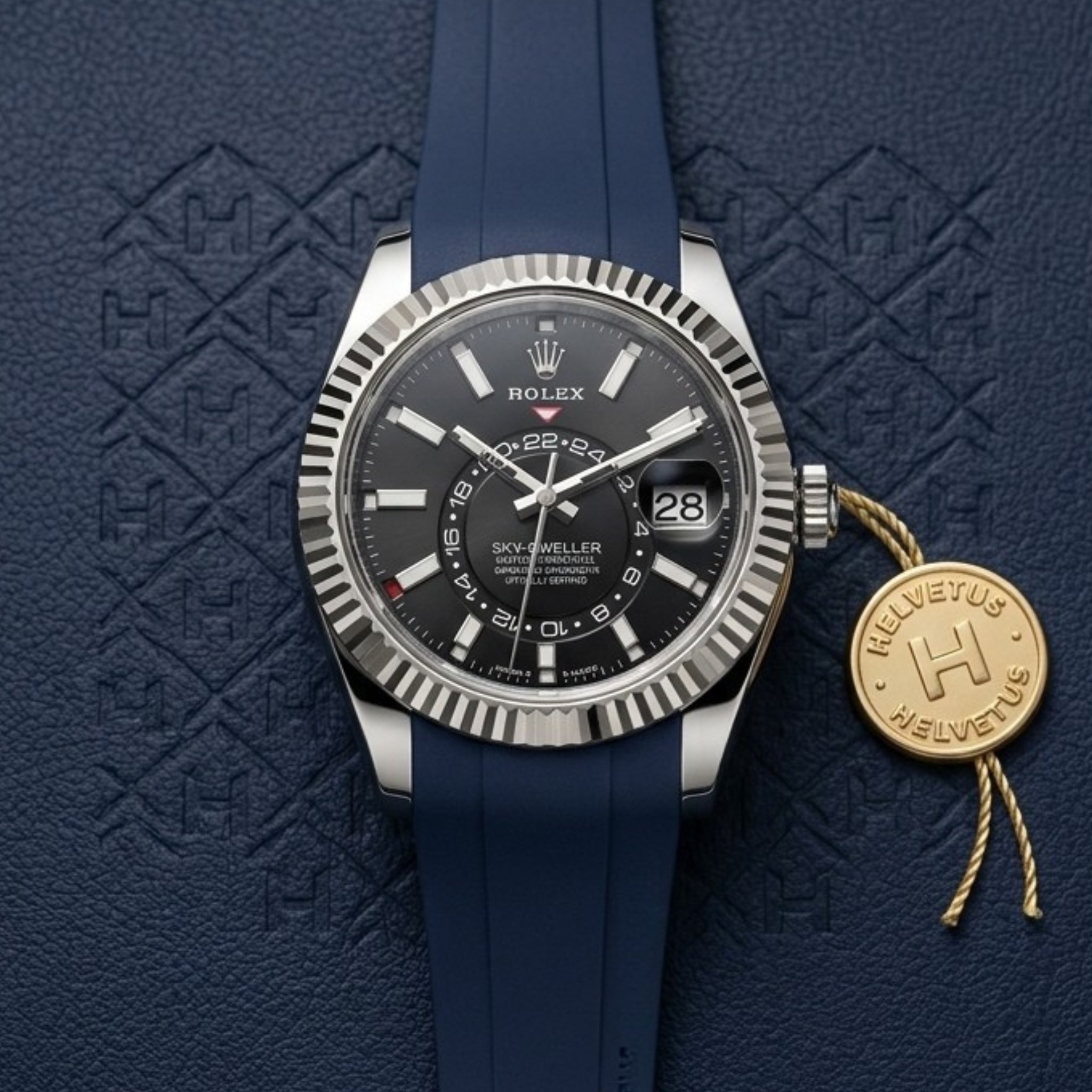 Correa de caucho - Para Rolex Sky-Dweller - Azul marino