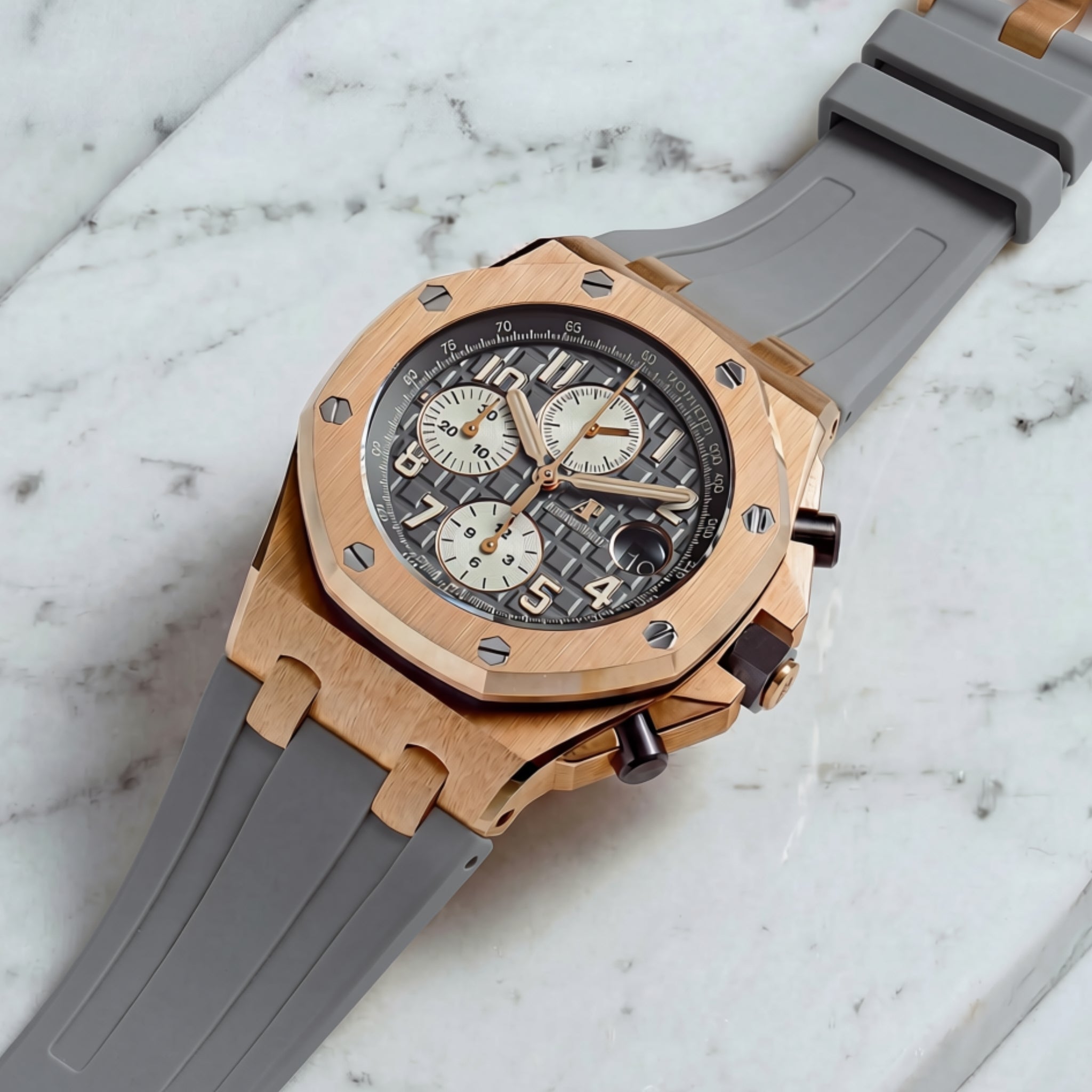 Rubber Strap - For all Audemars Piguet Offshore 42mm - Grey - Helvetus