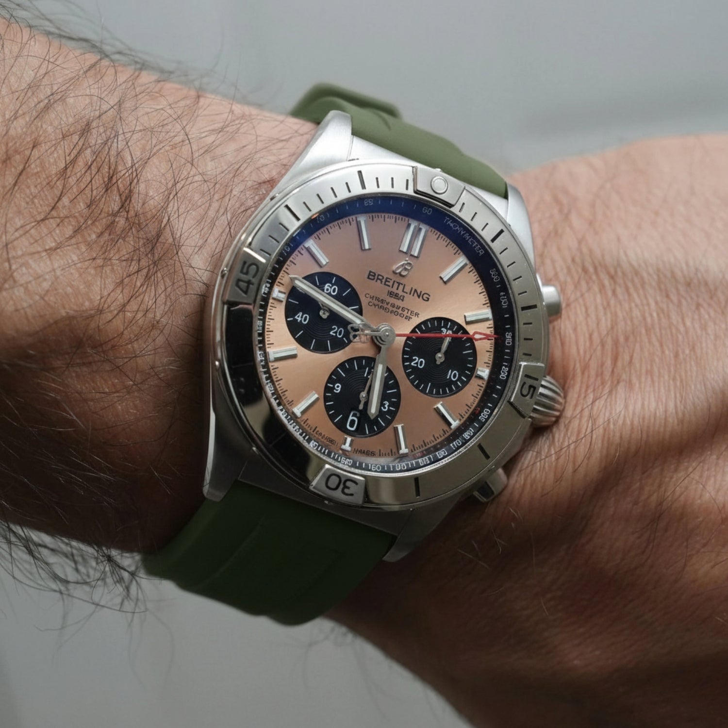 Rubber Strap - For all Breitling Chronomat Models - Olive Green - Helvetus