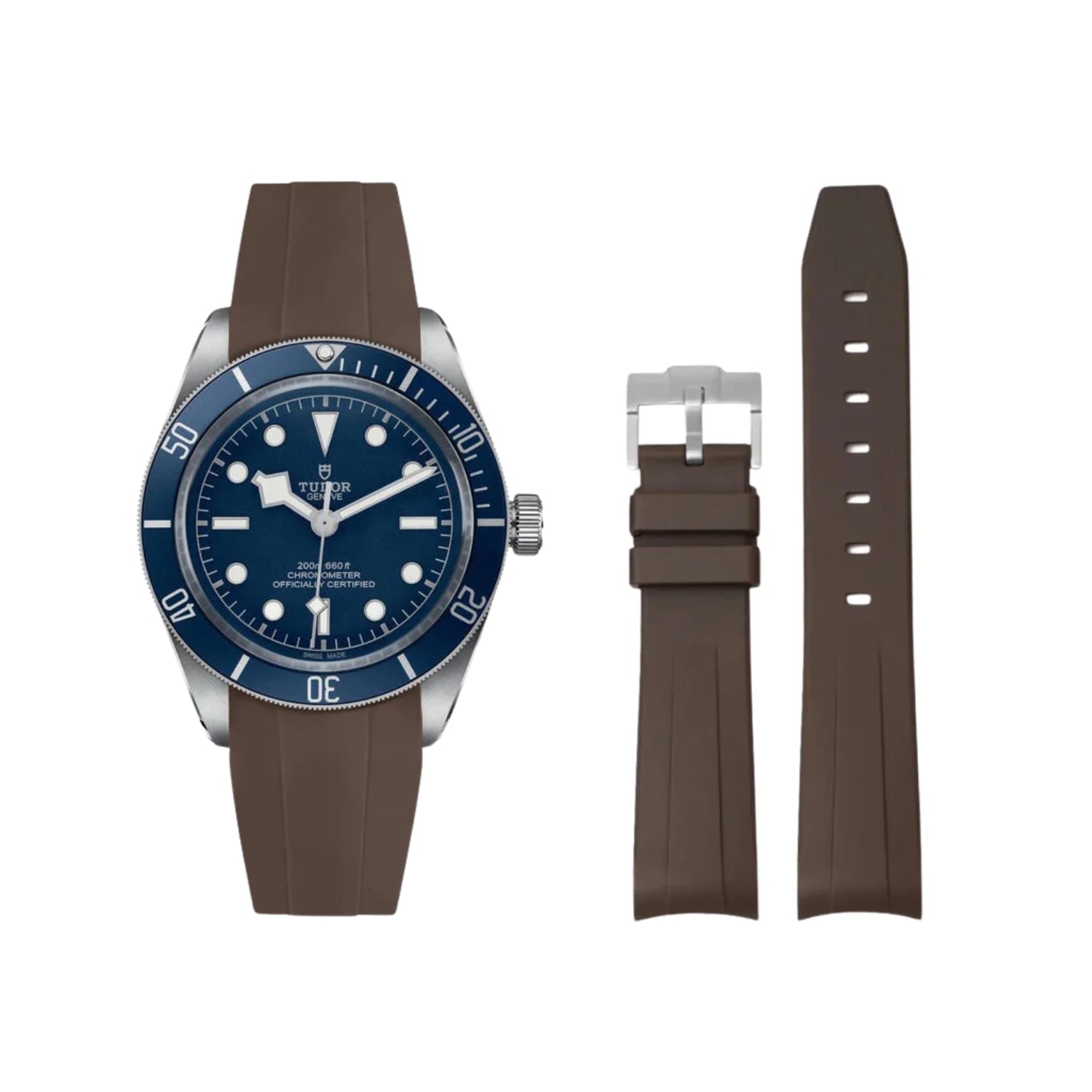 Rubber Strap - For all Tudor Black Bay Models - Brown - Helvetus