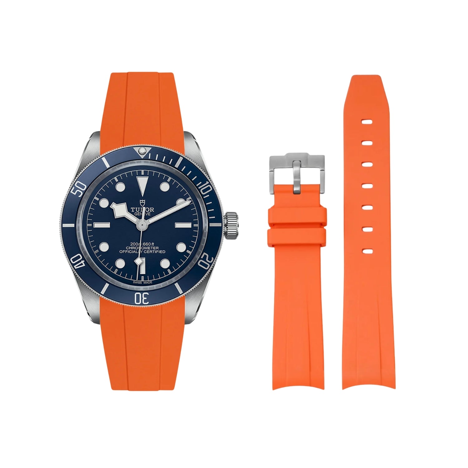Rubber Strap - For all Tudor Black Bay Models - Orange - Helvetus