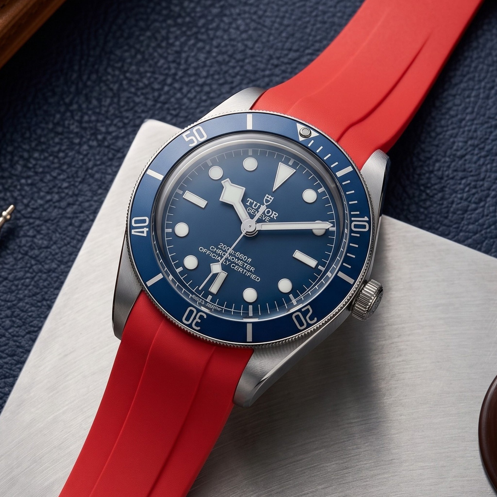 Rubber Strap - For all Tudor Black Bay Models - Red - Helvetus