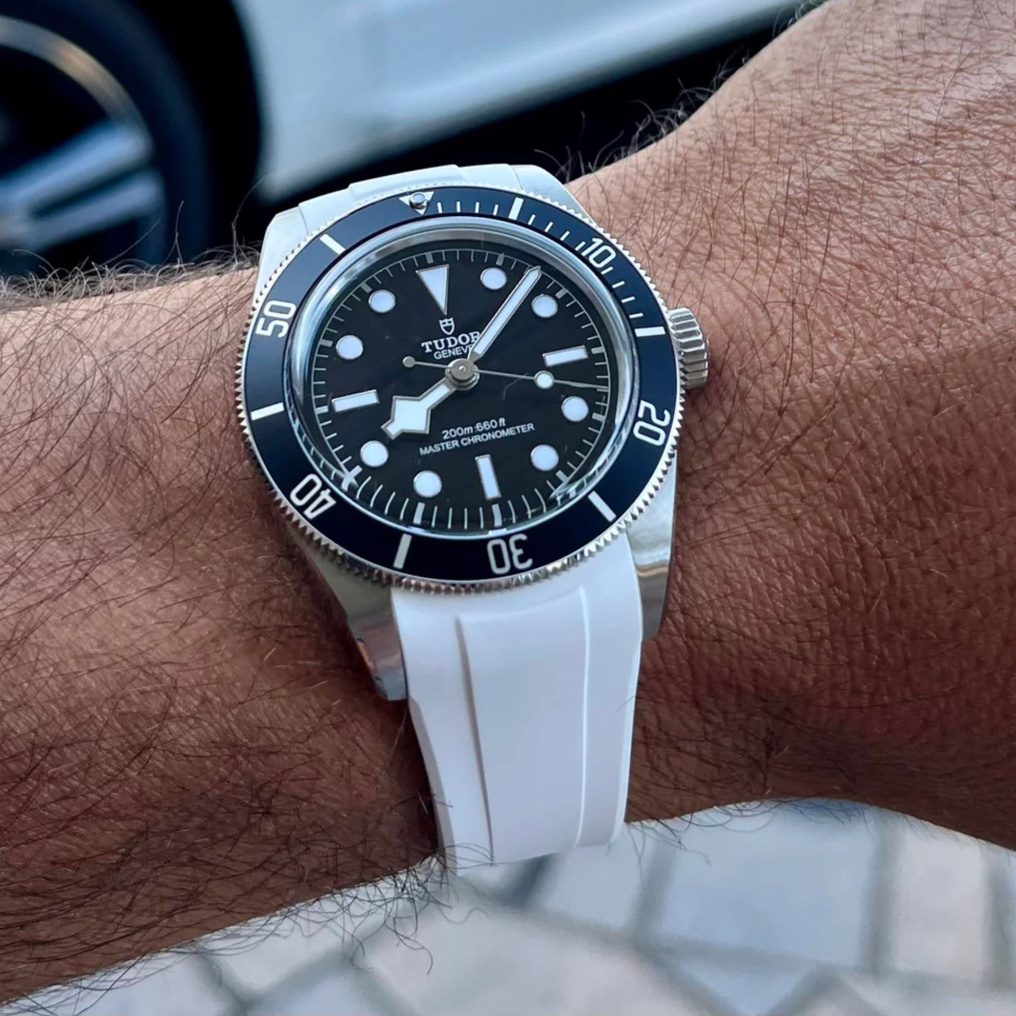 Rubber Strap - For all Tudor Black Bay Models - White - Helvetus