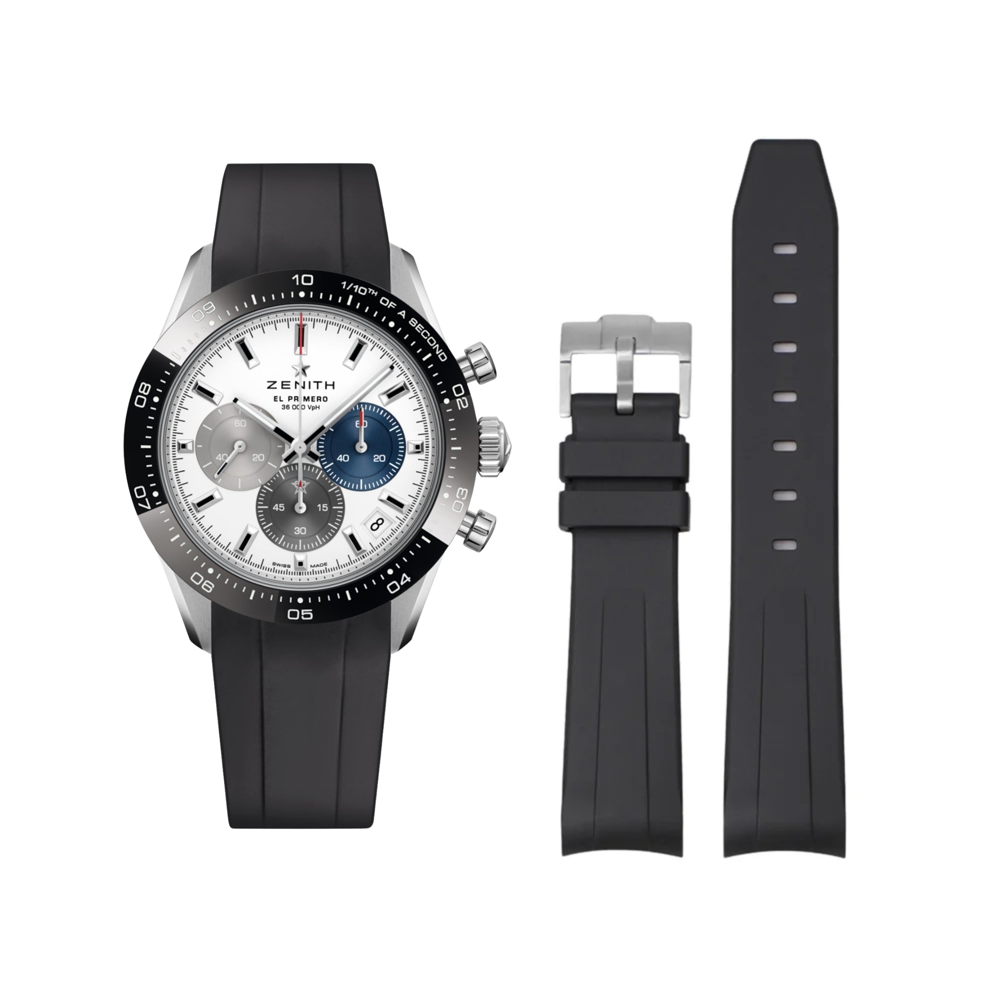 Rubber Strap - For all Zenith Chronomaster Models - Black - Helvetus