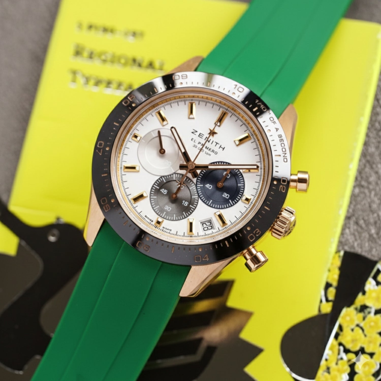 Rubber Strap - For all Zenith Chronomaster Models - Green - Helvetus