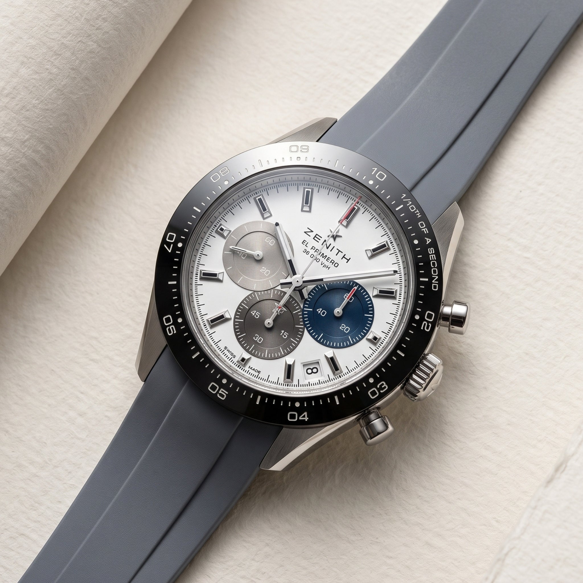 Rubber Strap - For all Zenith Chronomaster Models - Grey - Helvetus