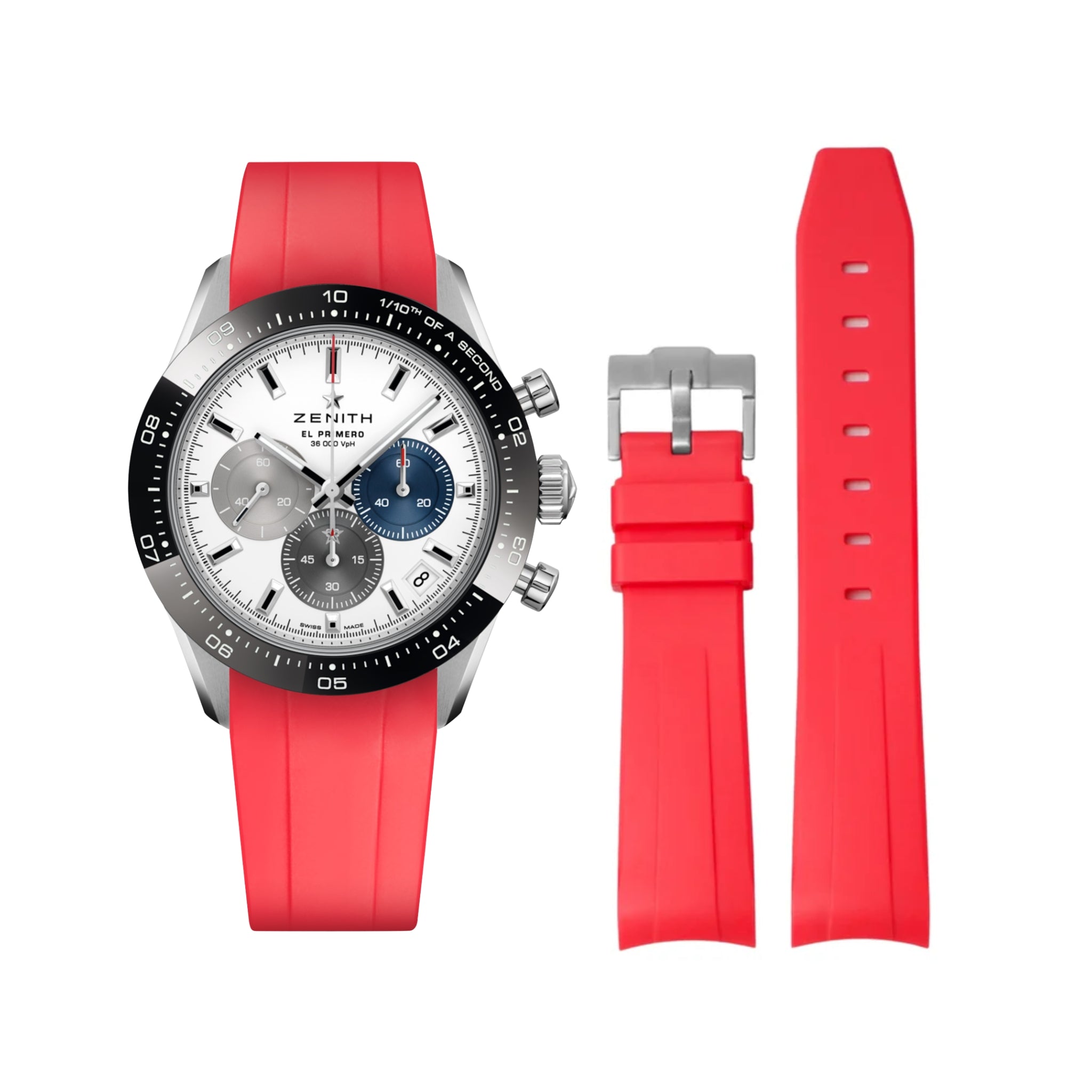 Rubber Strap - For all Zenith Chronomaster Models - Red - Helvetus