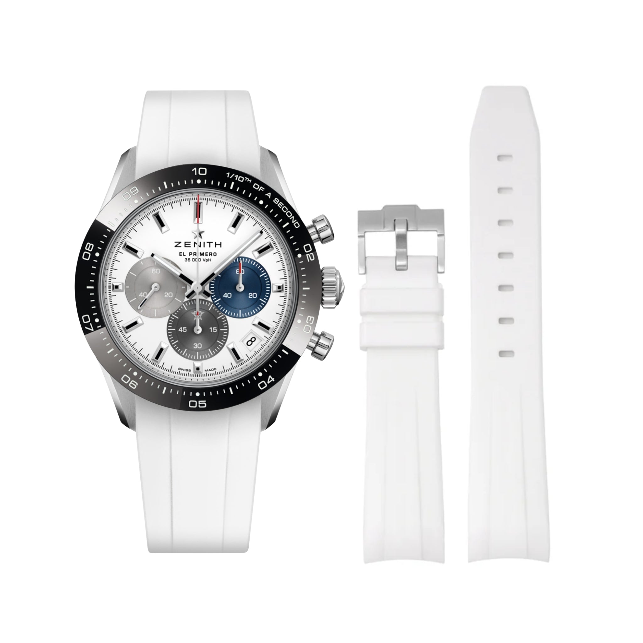 Rubber Strap - For all Zenith Chronomaster Models - White - Helvetus