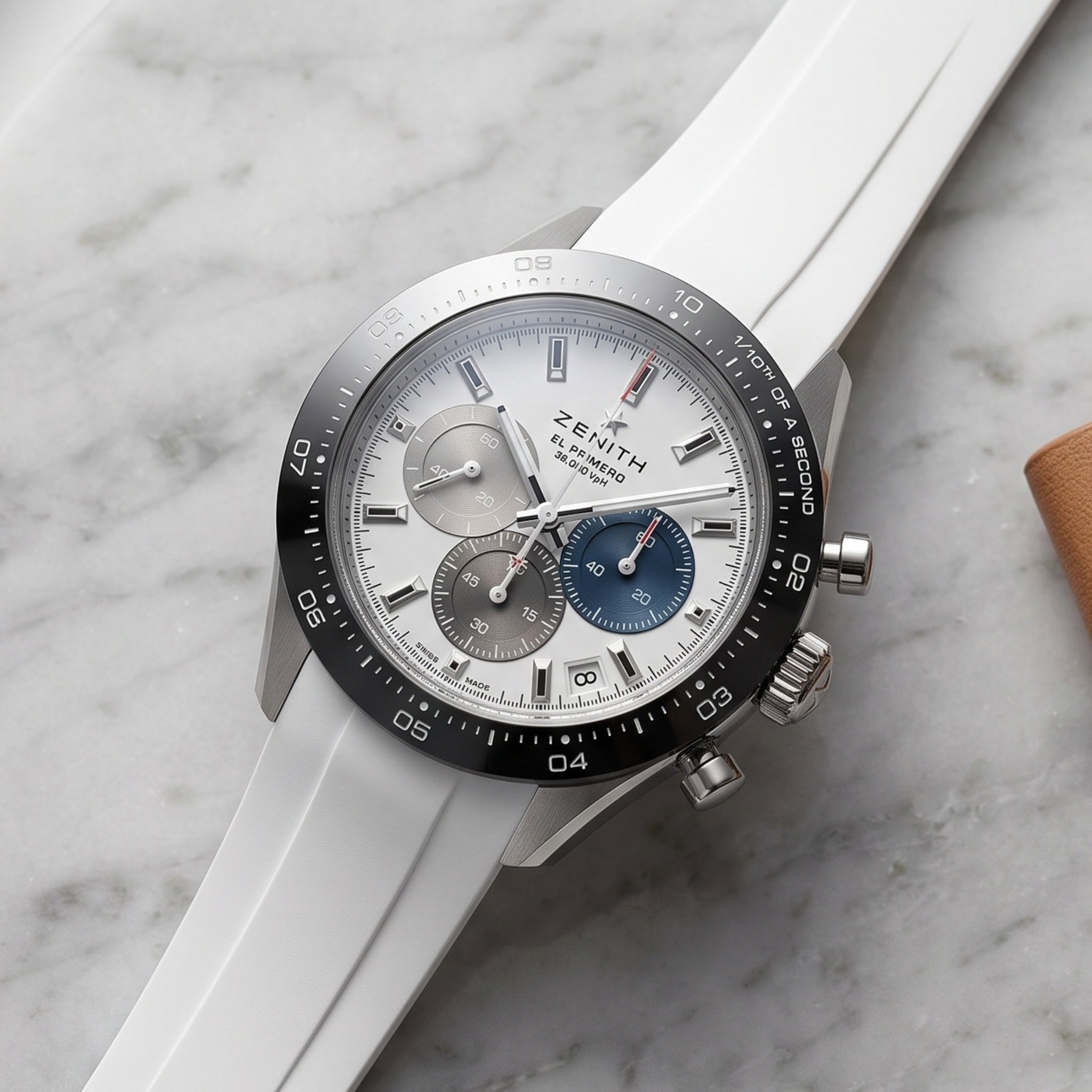Rubber Strap - For all Zenith Chronomaster Models - White - Helvetus