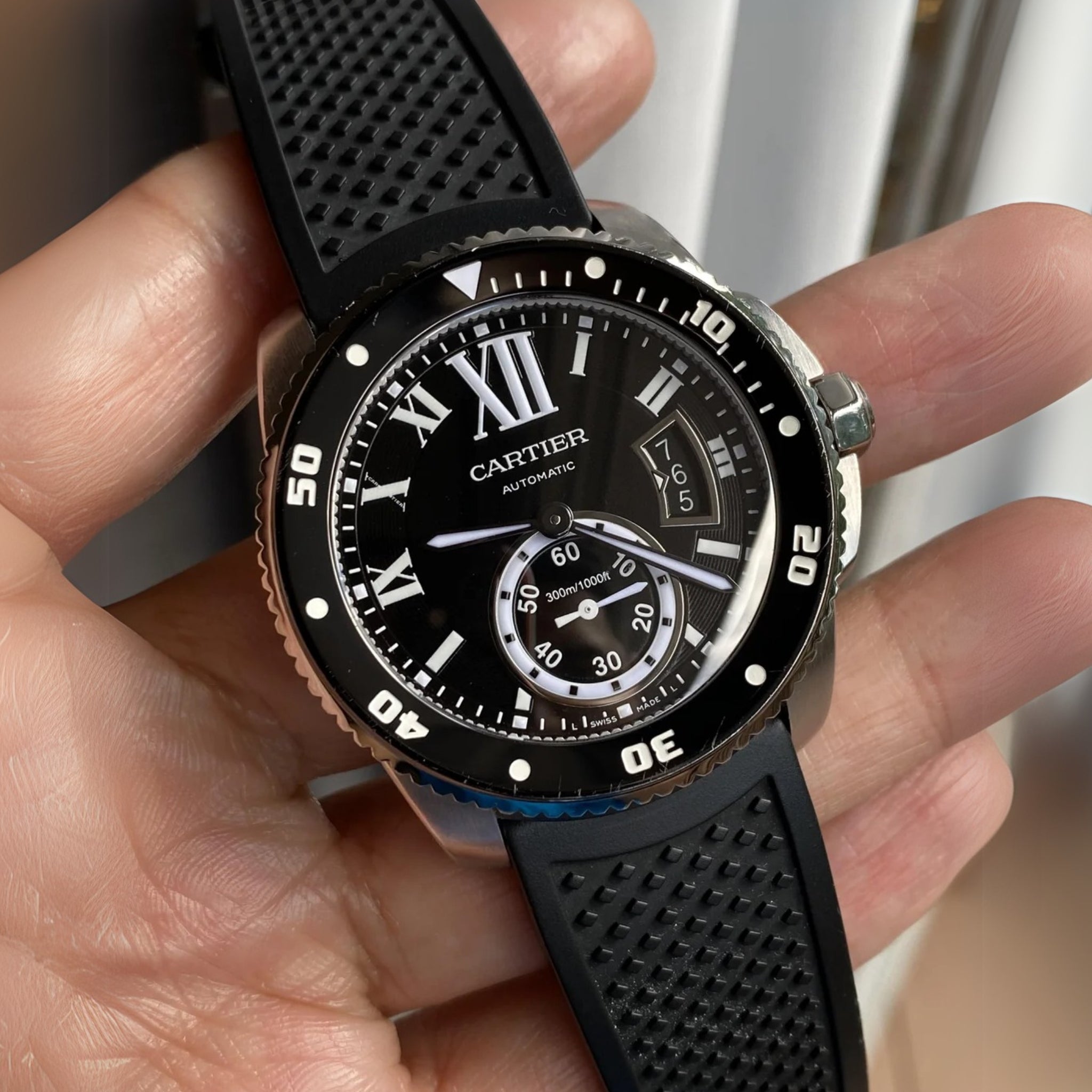 Rubber Strap - For Cartier Calibre - Black - Helvetus