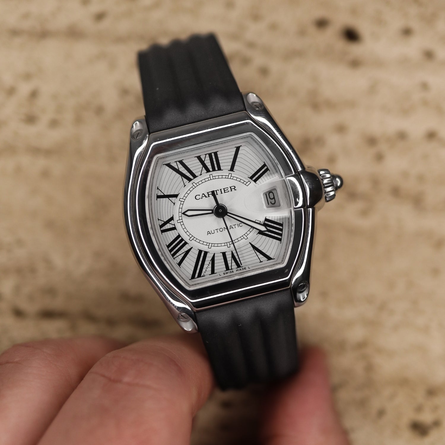 Rubber Strap - For Cartier Roadster - Black - Helvetus