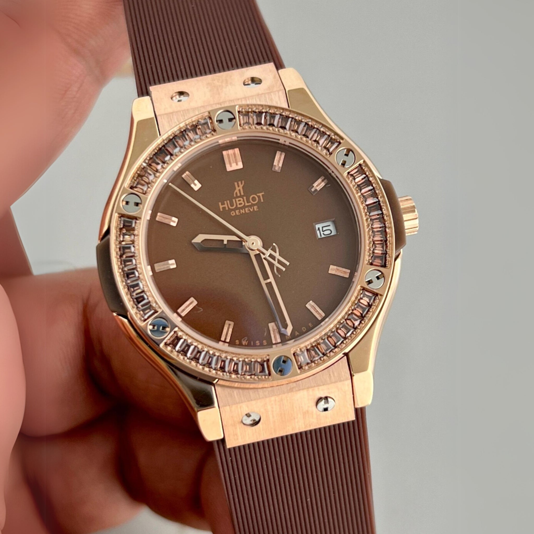 Rubber Strap - For Hublot Classic Fusion - Brown - Helvetus