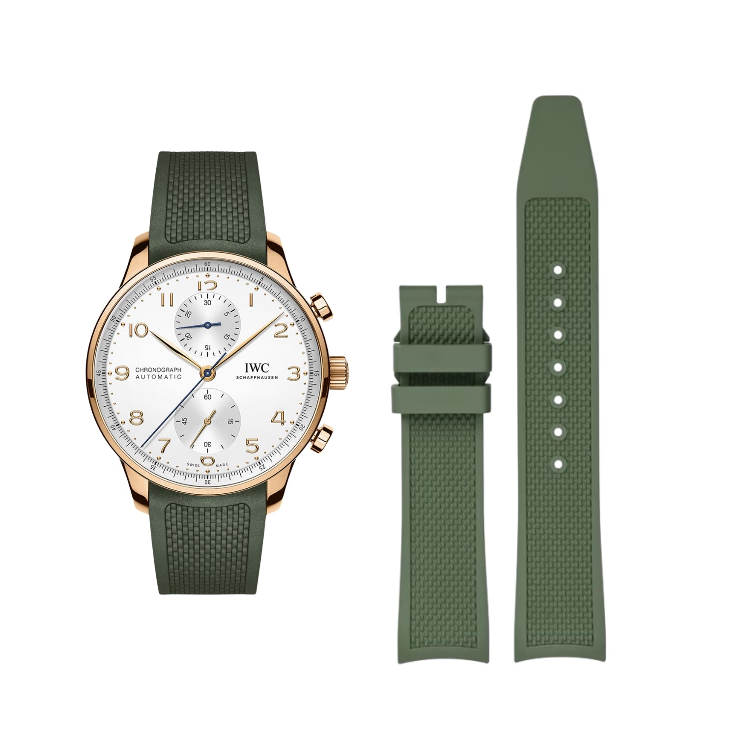Rubber Strap - For IWC Portugieser - Green - Helvetus