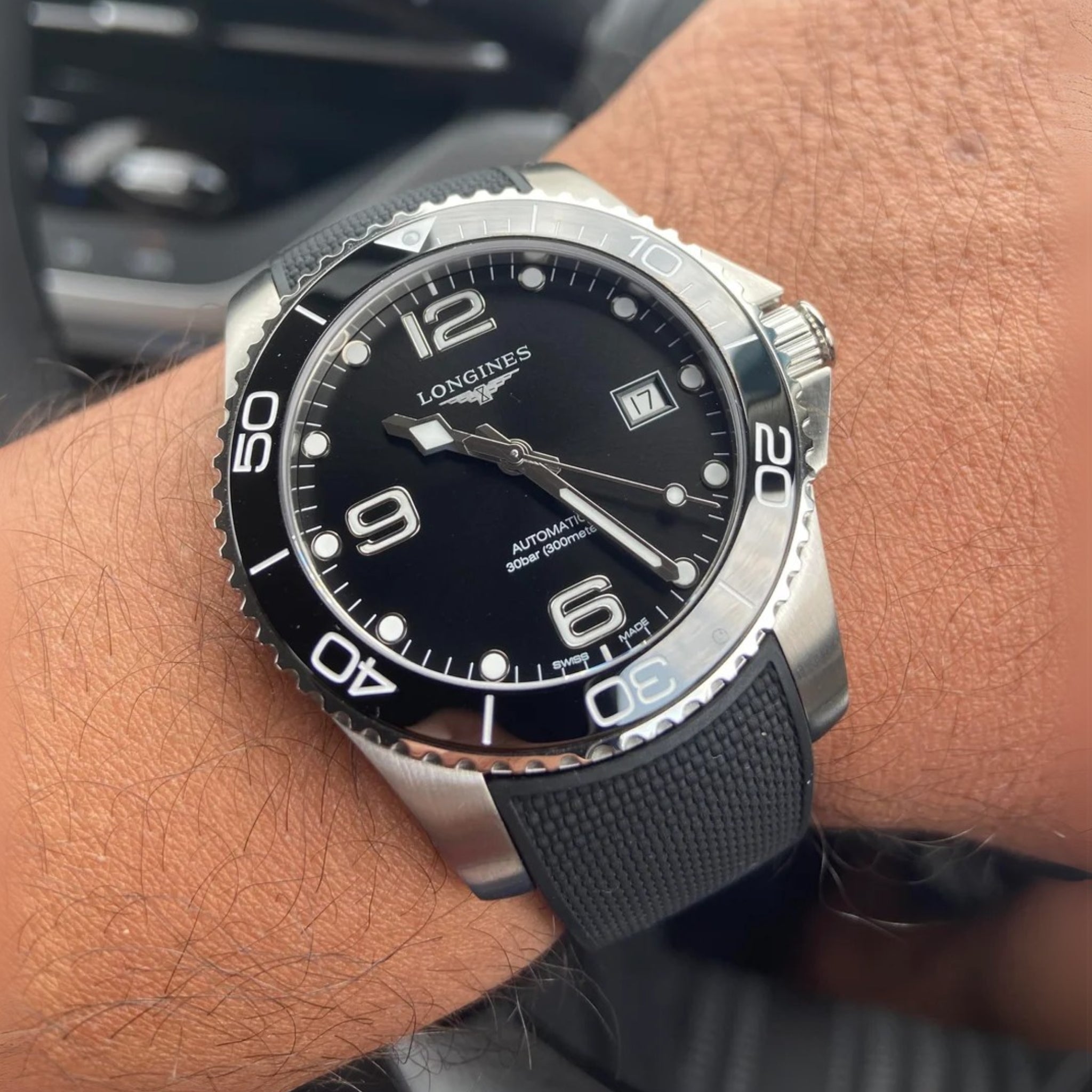 Rubber Strap - For Longines HydroConquest - Black - Helvetus