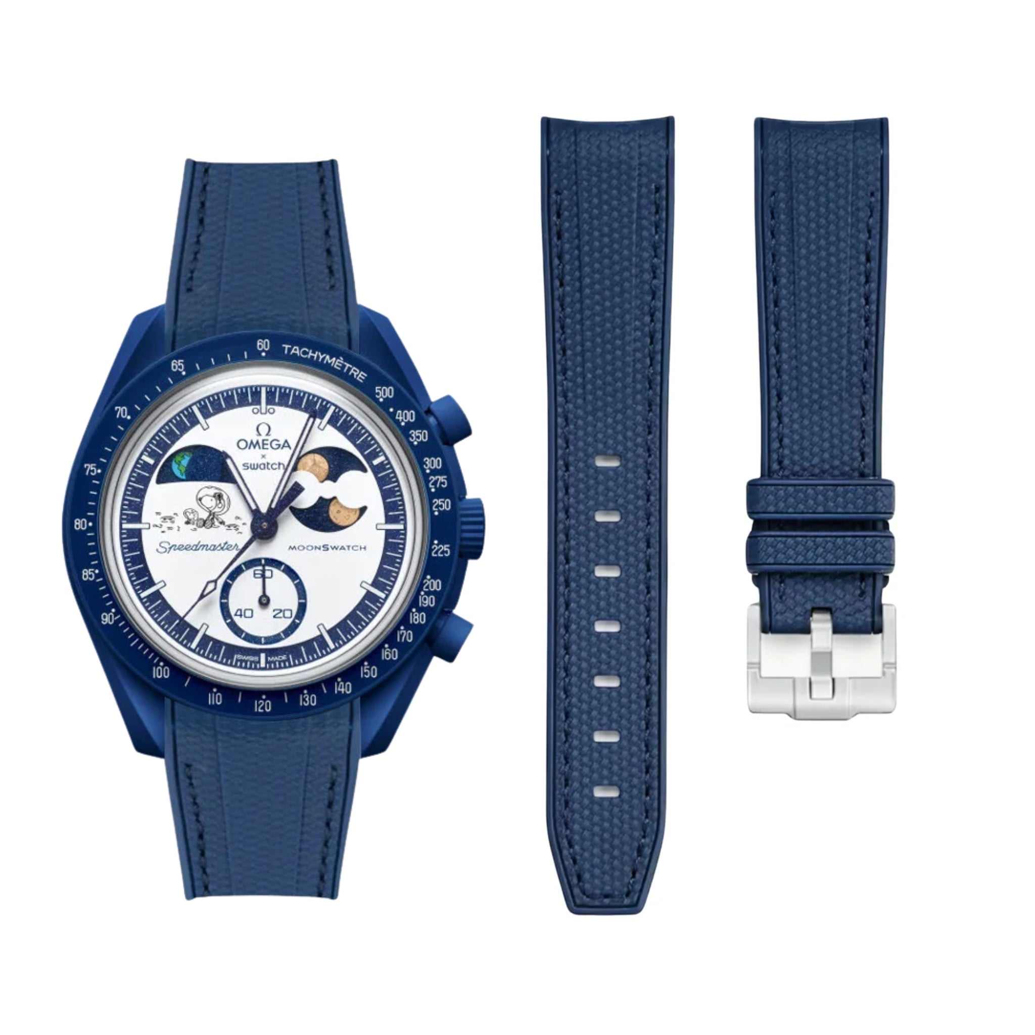 Rubber Strap - For Mission To Earthphase Moonshine Gold - Blue w/Blue - Helvetus