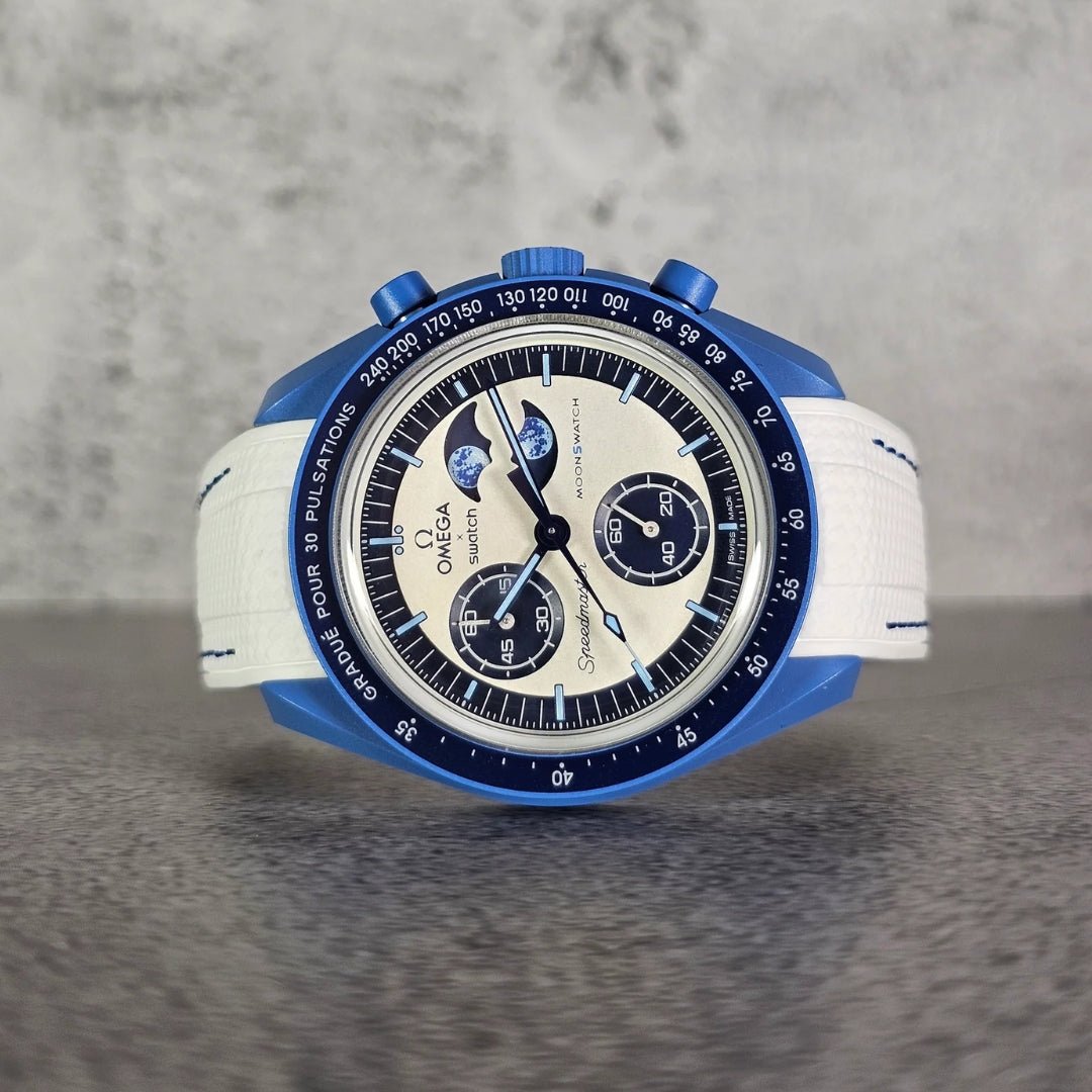 Rubber Strap - For Mission To Earthphase Moonshine Gold - White w/Blue - Helvetus