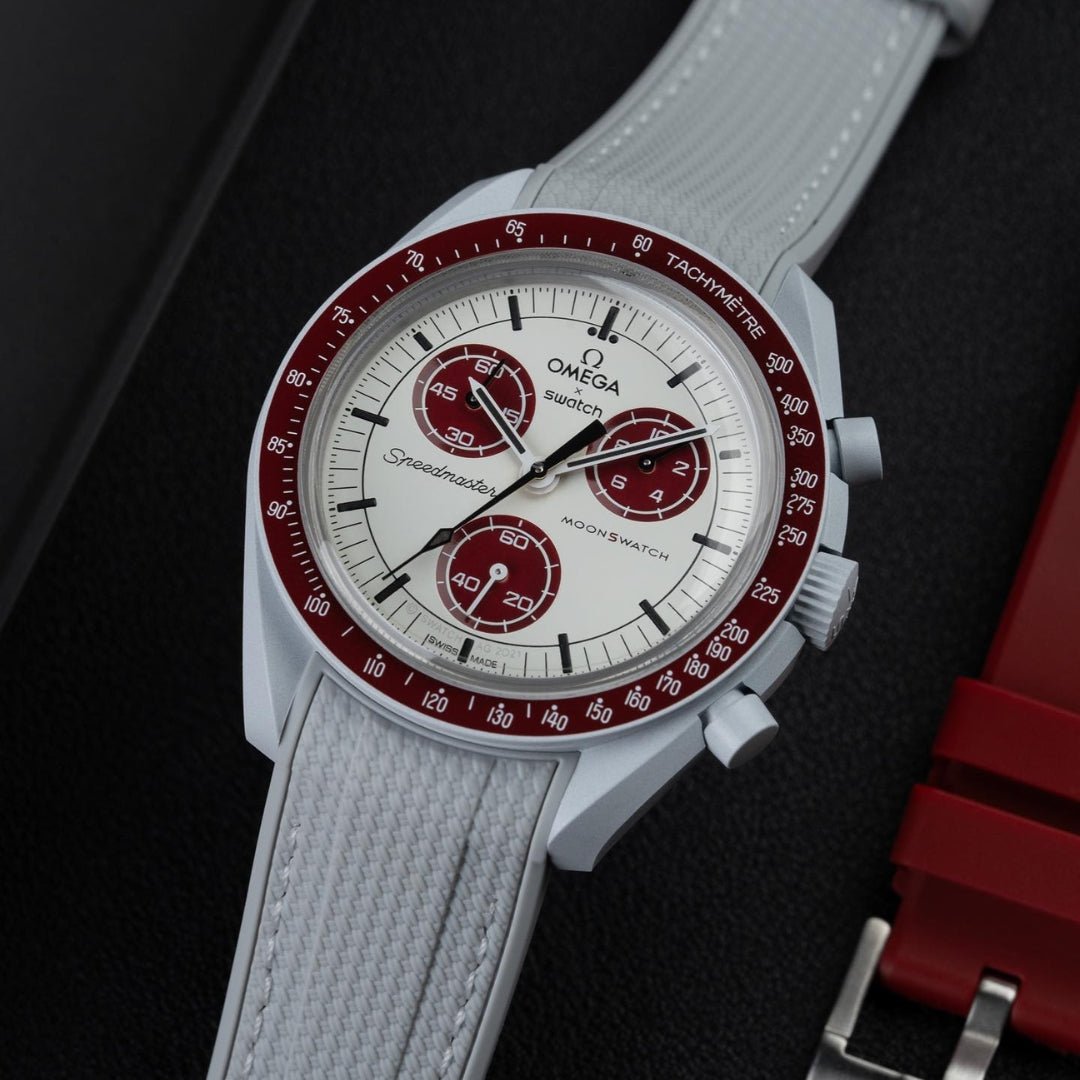 Rubber Strap - For Mission to Pluto | Omega X Swatch | MoonSwatch - Grey w/White - Helvetus